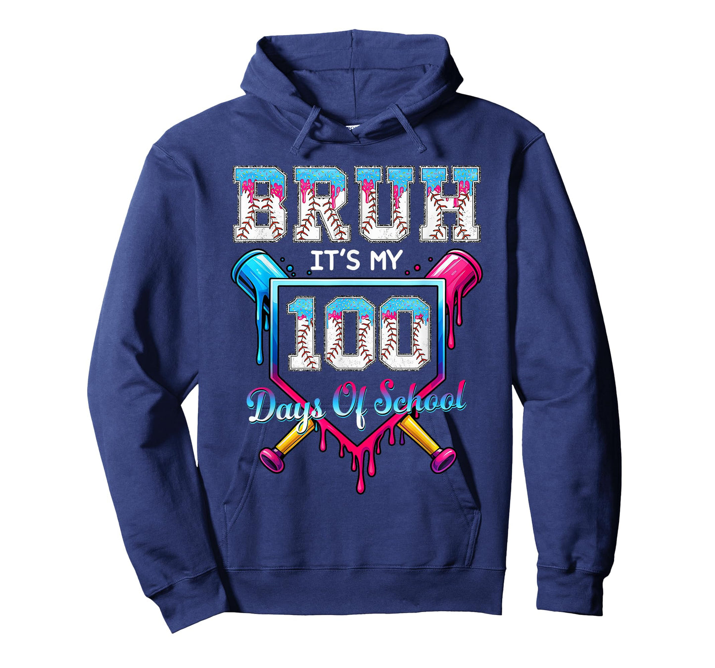 Bruh It's My 100 Days of School Baseball ice Cream drip Boys T-Shirt