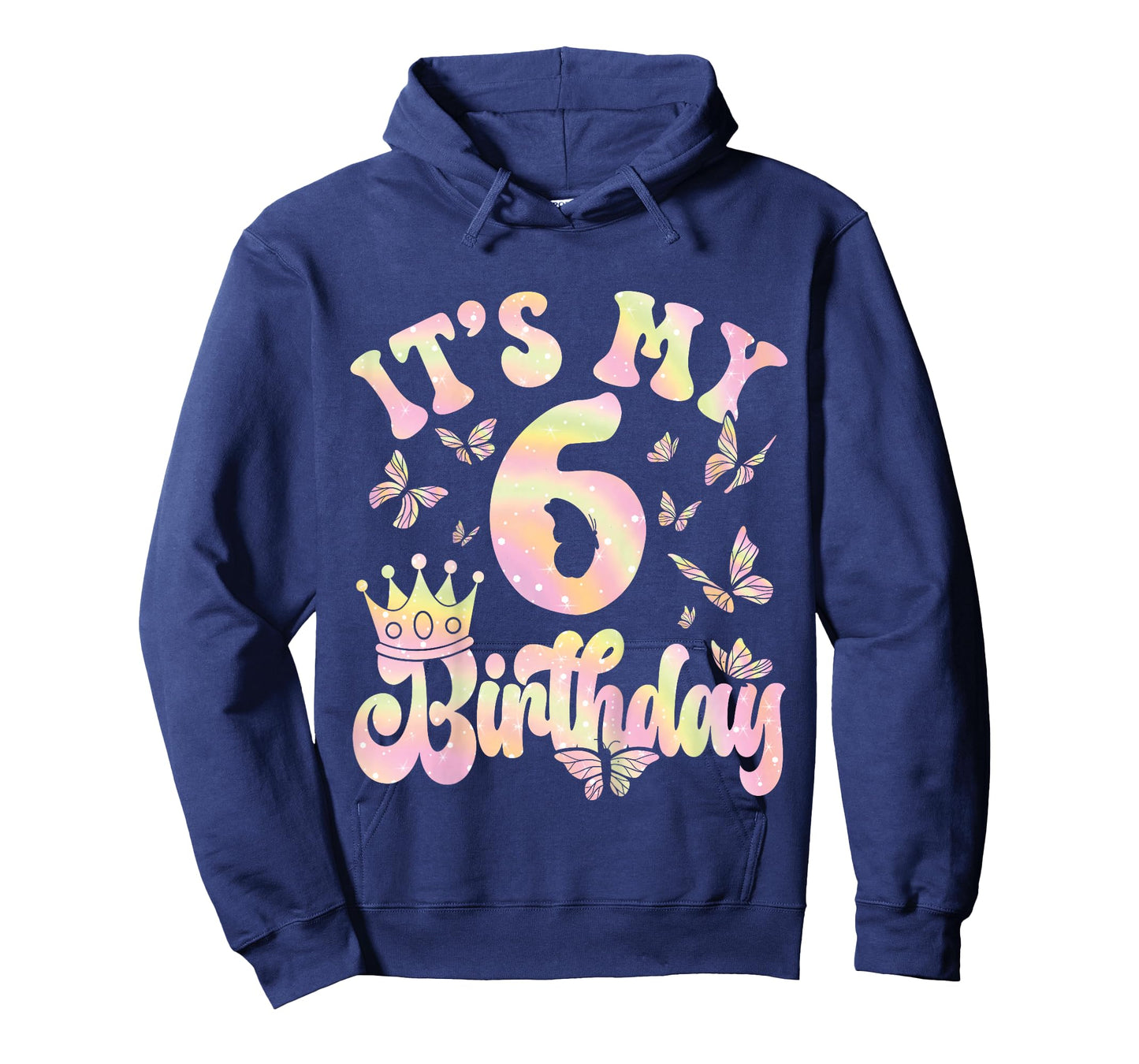 6th Birthday Shirt Girl Six Year Old Butterfly Birthday T-Shirt
