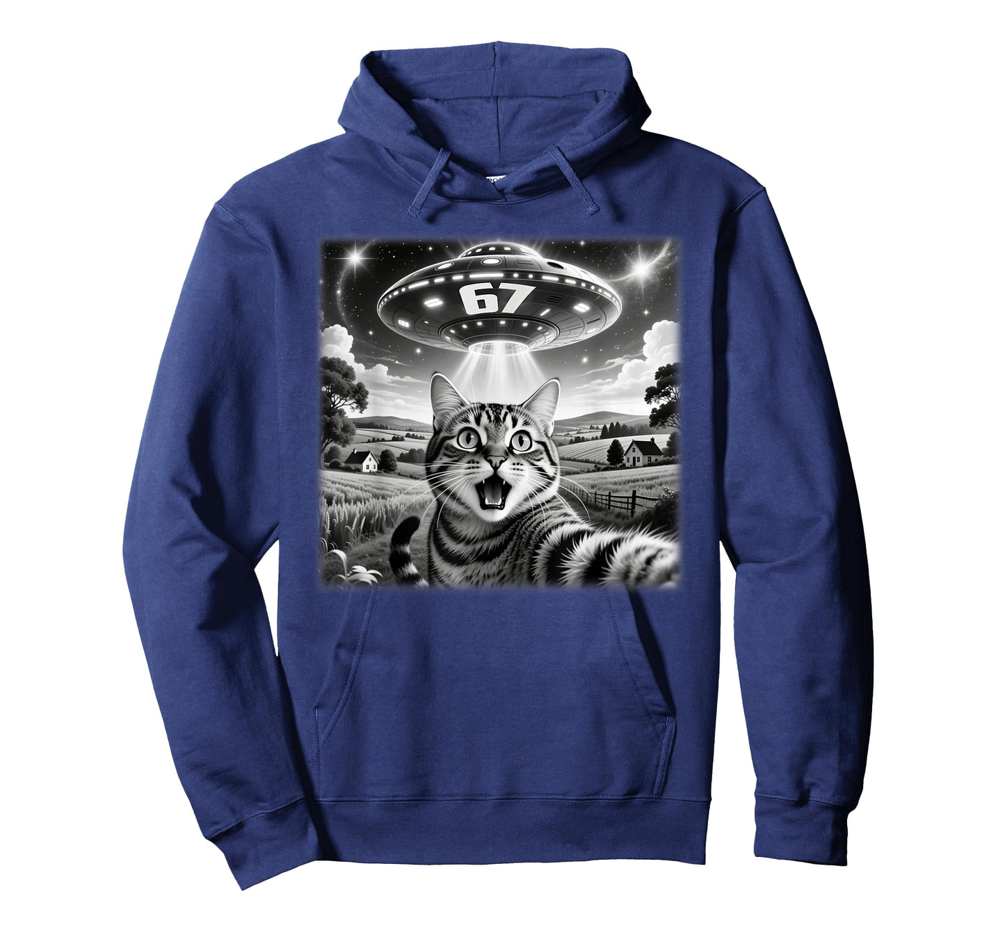 67 Meme 6 7 Cat Selfie UFO Alien Funny Six Seven Saying T-Shirt