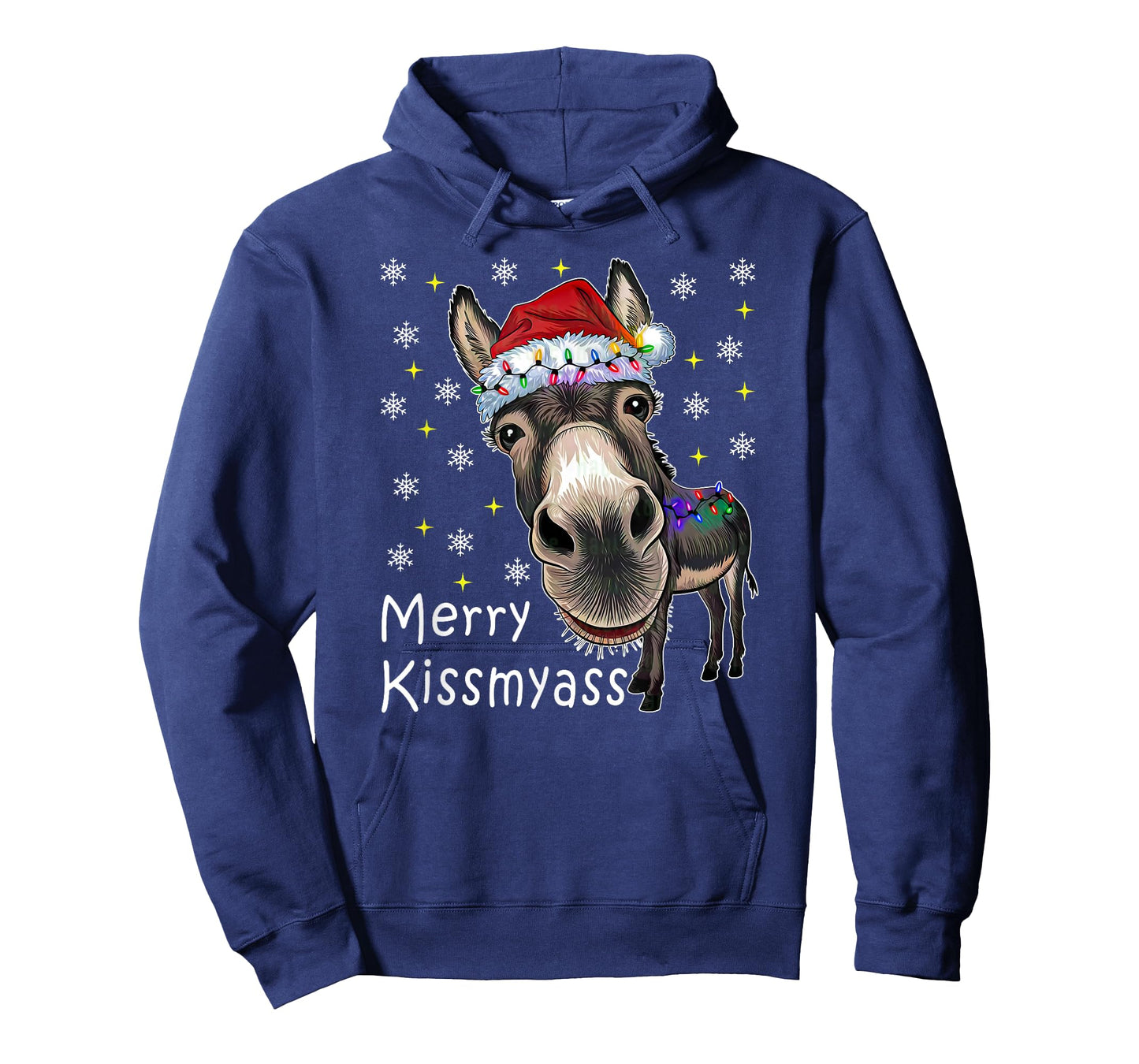 Merry KissMyAss Funny Donkey Christmas Lights Saying Quote T-Shirt