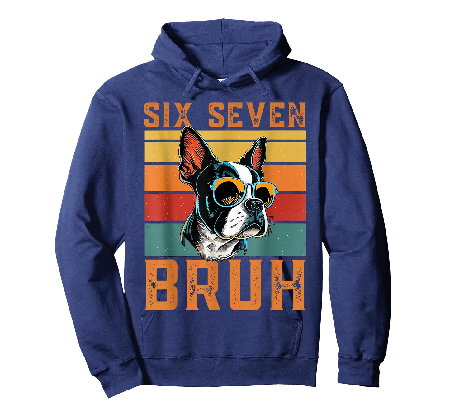 Six Seven 6 7 67 Meme Funny Boston Terrier Retro Dog Design T-Shirt