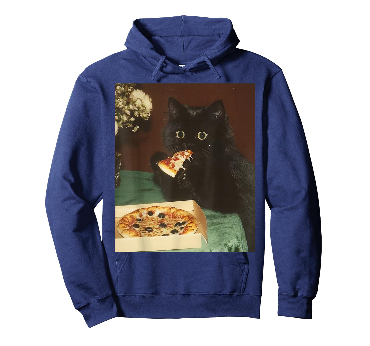 Funny Black Cat Eating Pizza Vintage Meme Kitty Lover T-Shirt