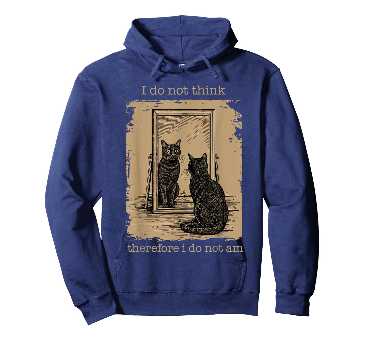 Funny I Do Not Think Therefore I Do Not Am, Vintage Meme Cat T-Shirt