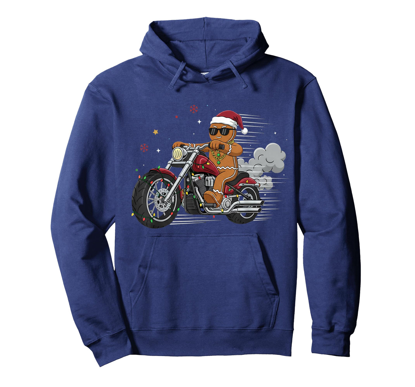 Funny Christmas Gingerbread Man Biker Riding a Motorcycle T-Shirt