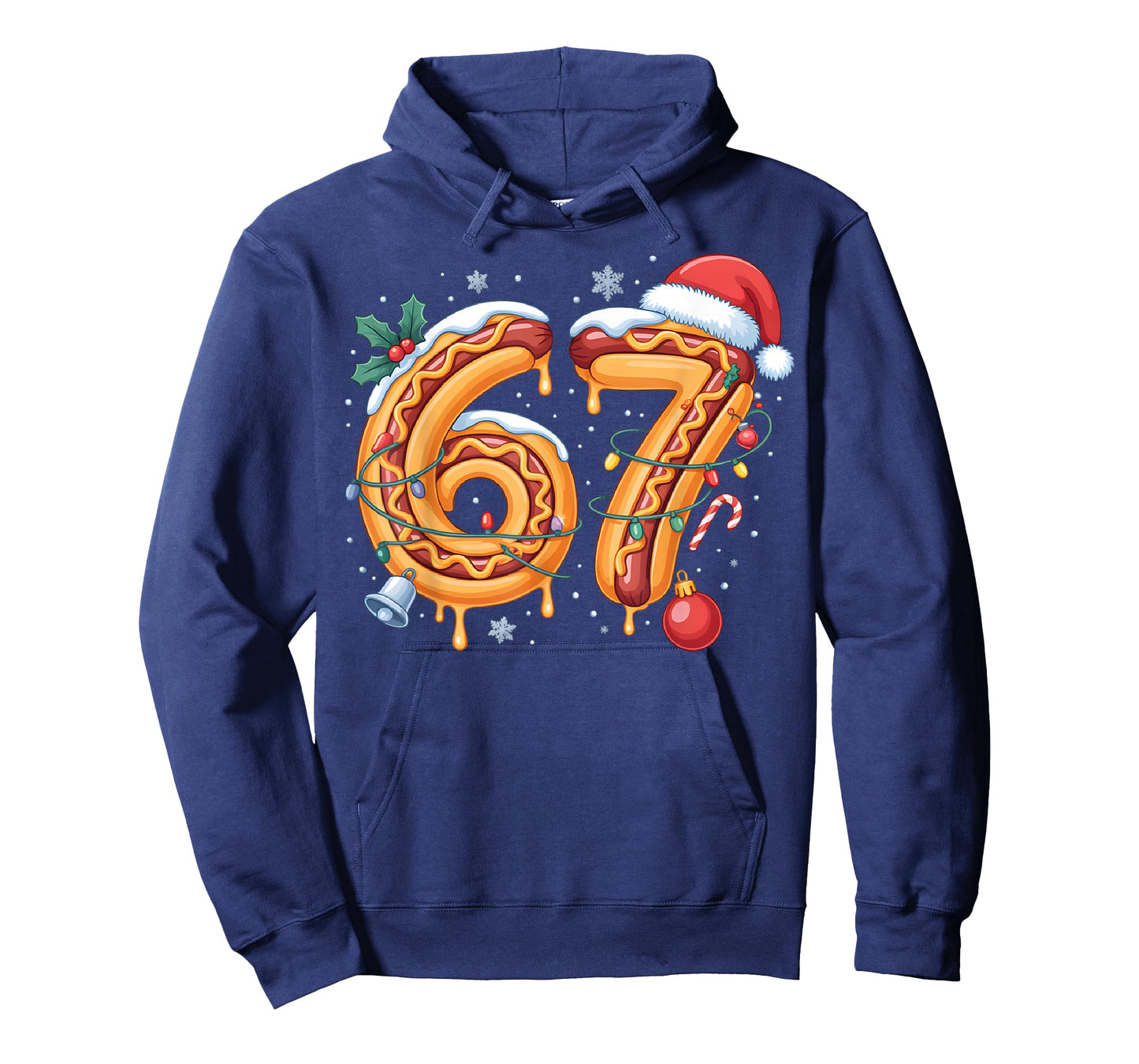 67 Hot Dog Christmas Lights Santa Hat Funny Six Seven Meme T-Shirt
