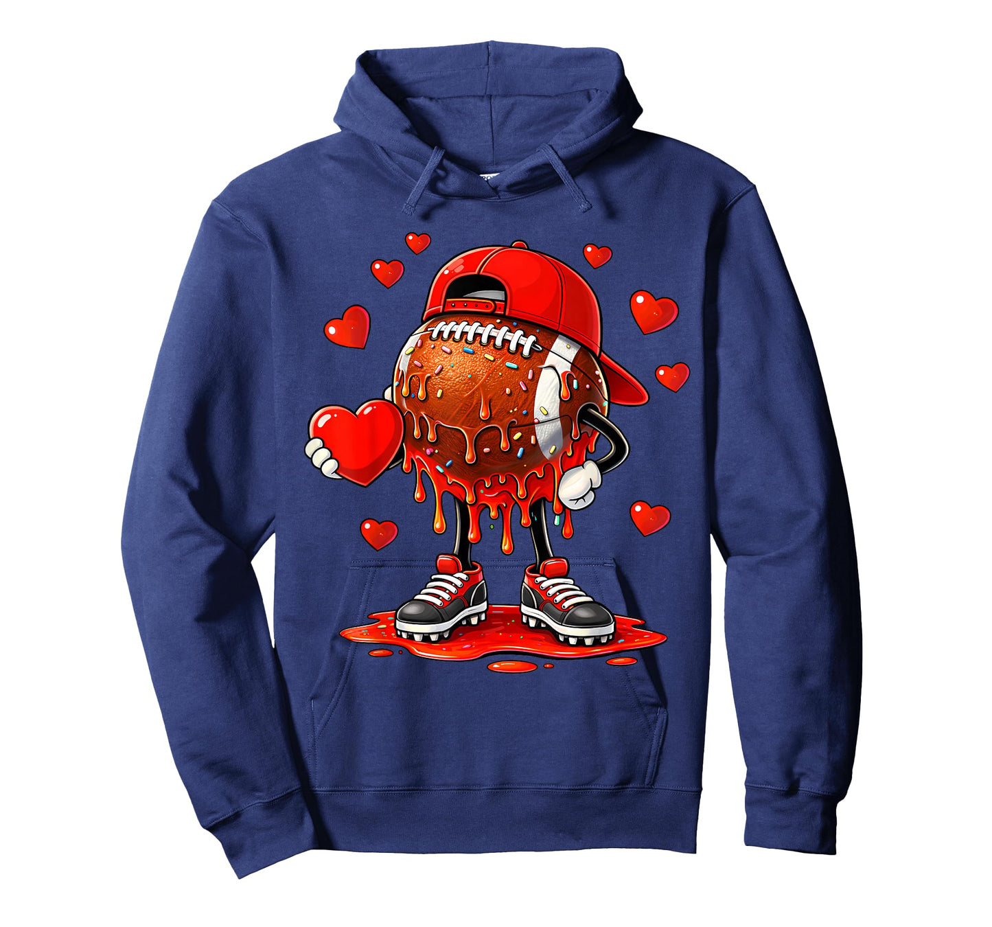 Valentine Football Heart Drip Sport Love Valentines Day Boys T-Shirt
