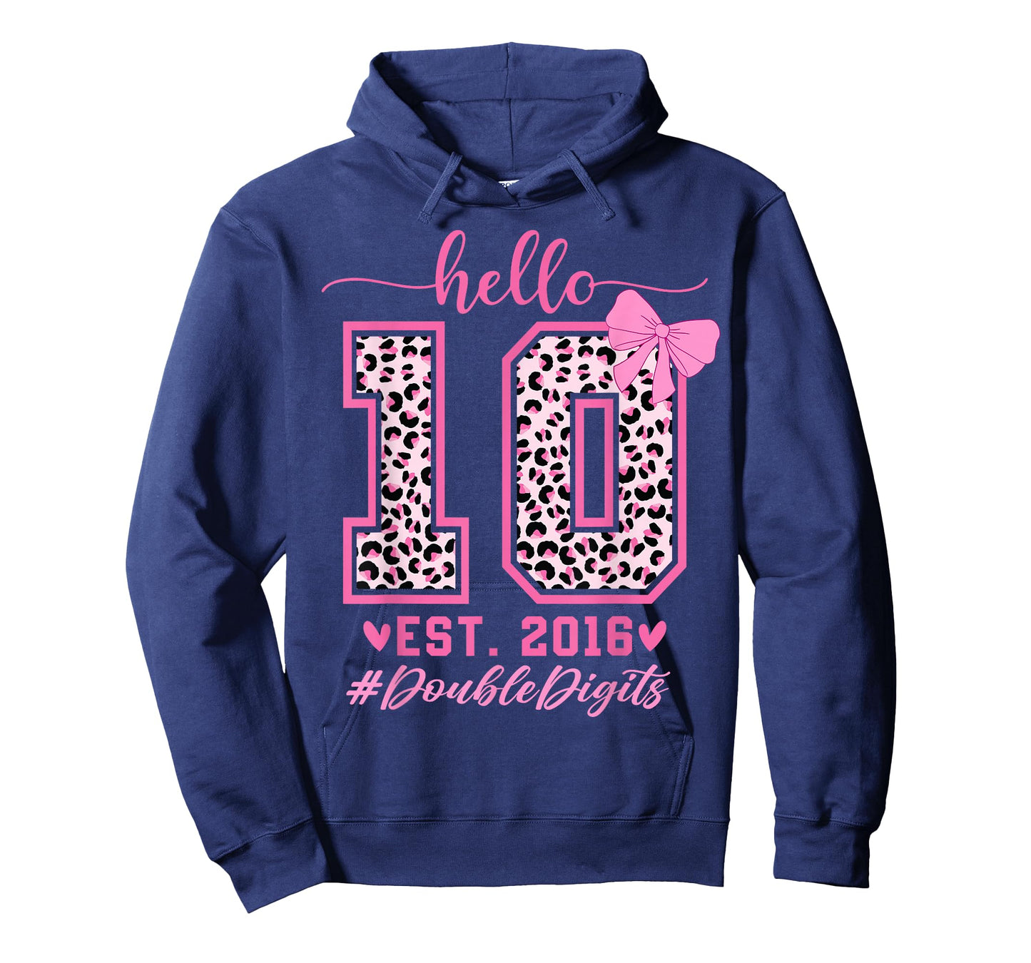 Hello Ten Est 2016 Bow 10th Birthday Double Digits Girls T-Shirt