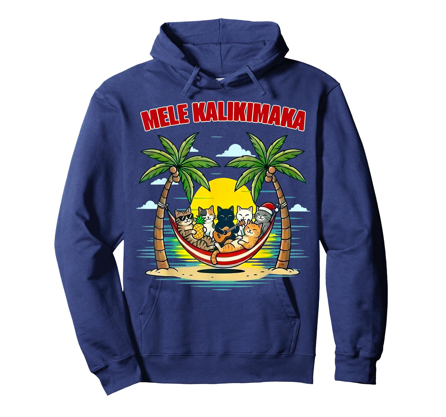 Funny Hawaiian Mele Kalikimaka Cats Celebrating Christmas T-Shirt