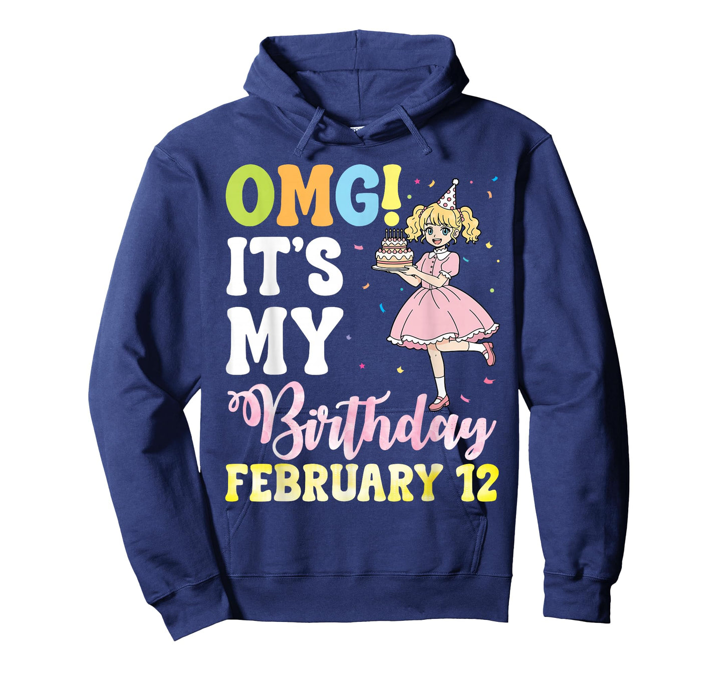 OMG It's My Birthday On February 12 Cute Girl with Presents T-Shirt