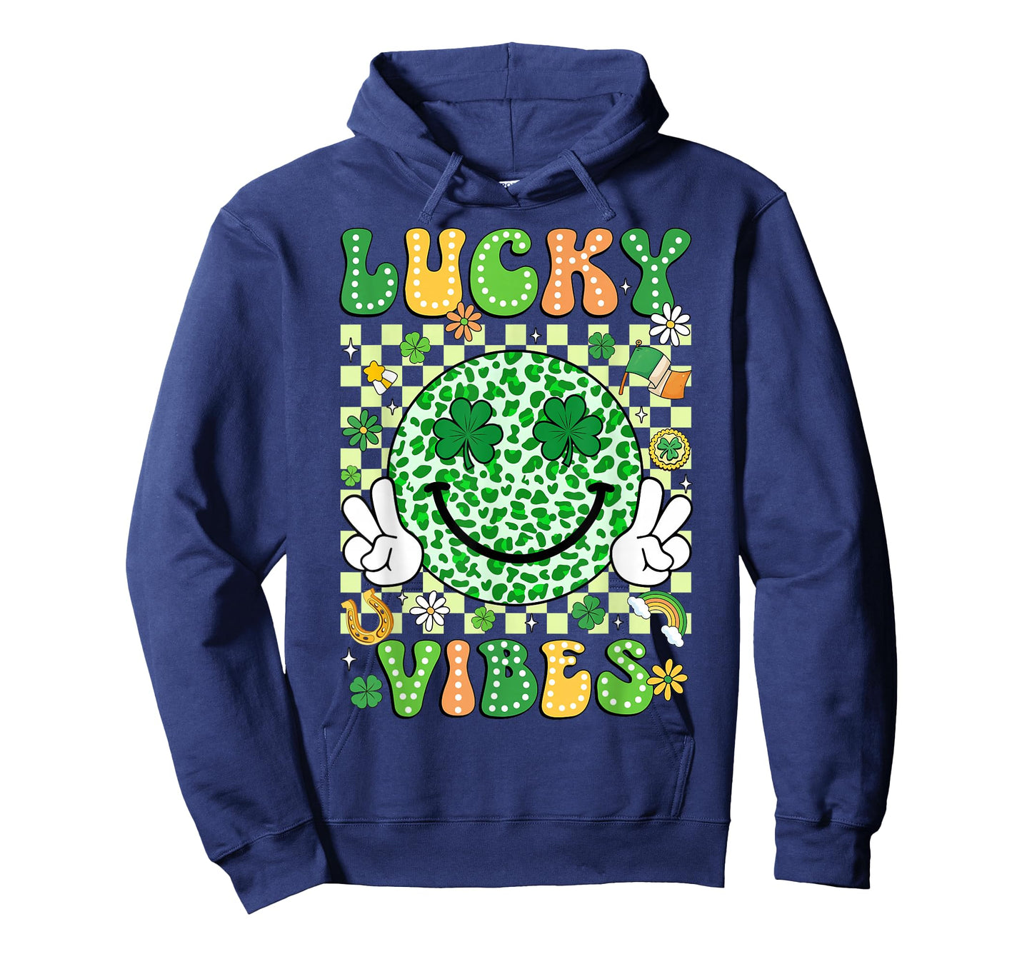 Groovy St Patricks Day Lucky Vibes Shamrock Women Men Kids T-Shirt