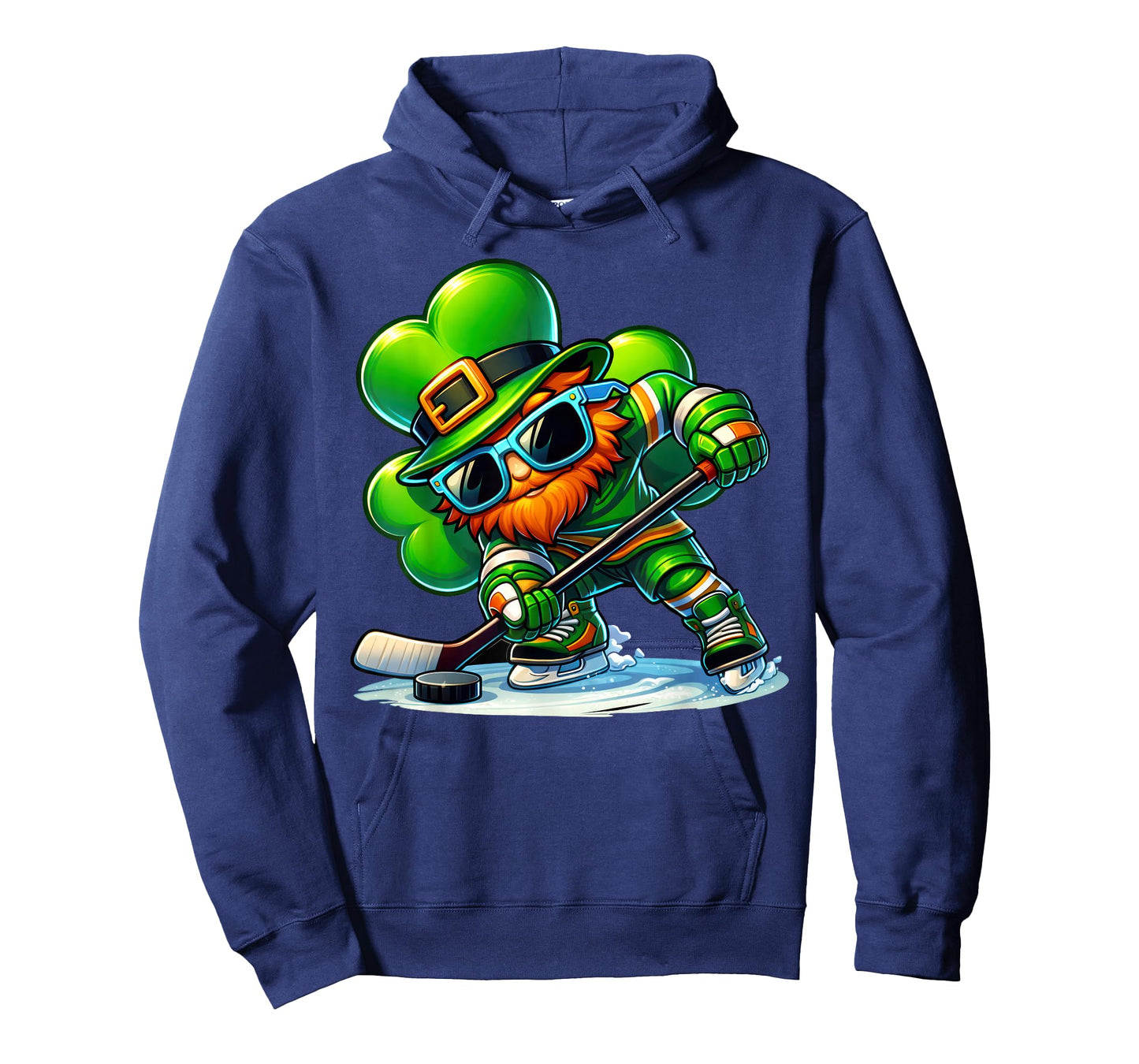 Funny Leprechaun Playing Hockey Men Kids Boys St Patrick Day T-Shirt
