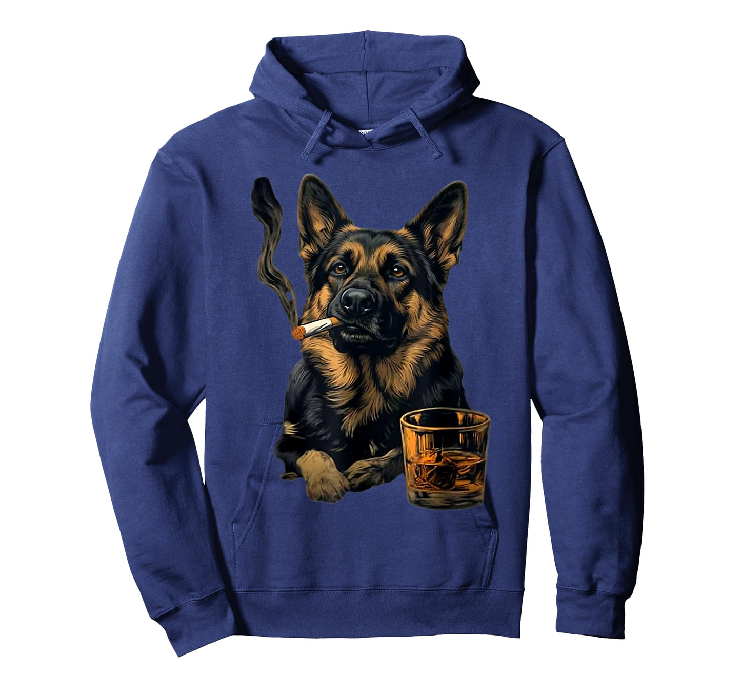 German Shepherd Dog Smoking Cigarette Whisky Lover Funny Dog T-Shirt