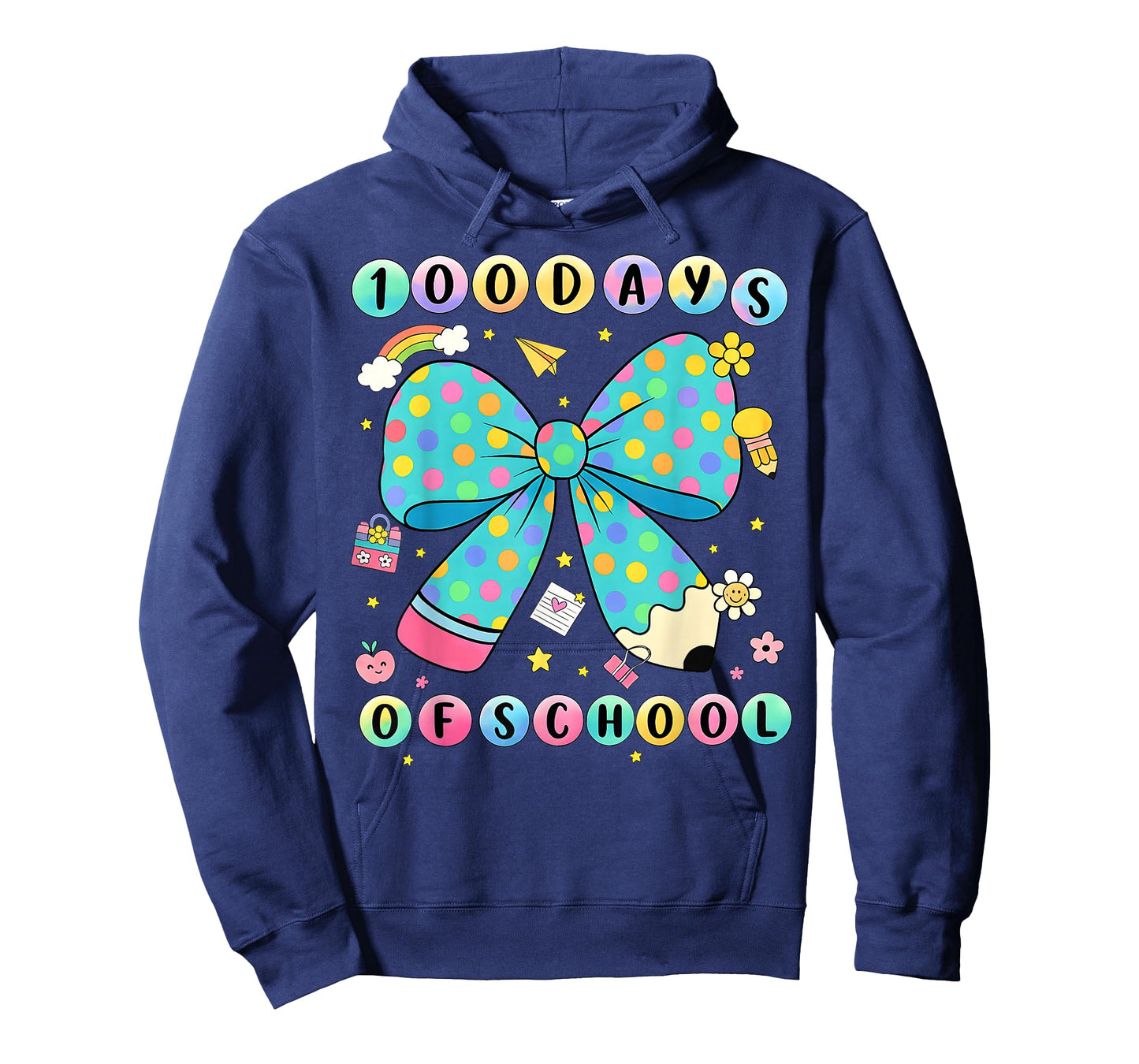 100th Day of School Pencil Dot Coquette Bow Teacher Girls T-Shirt