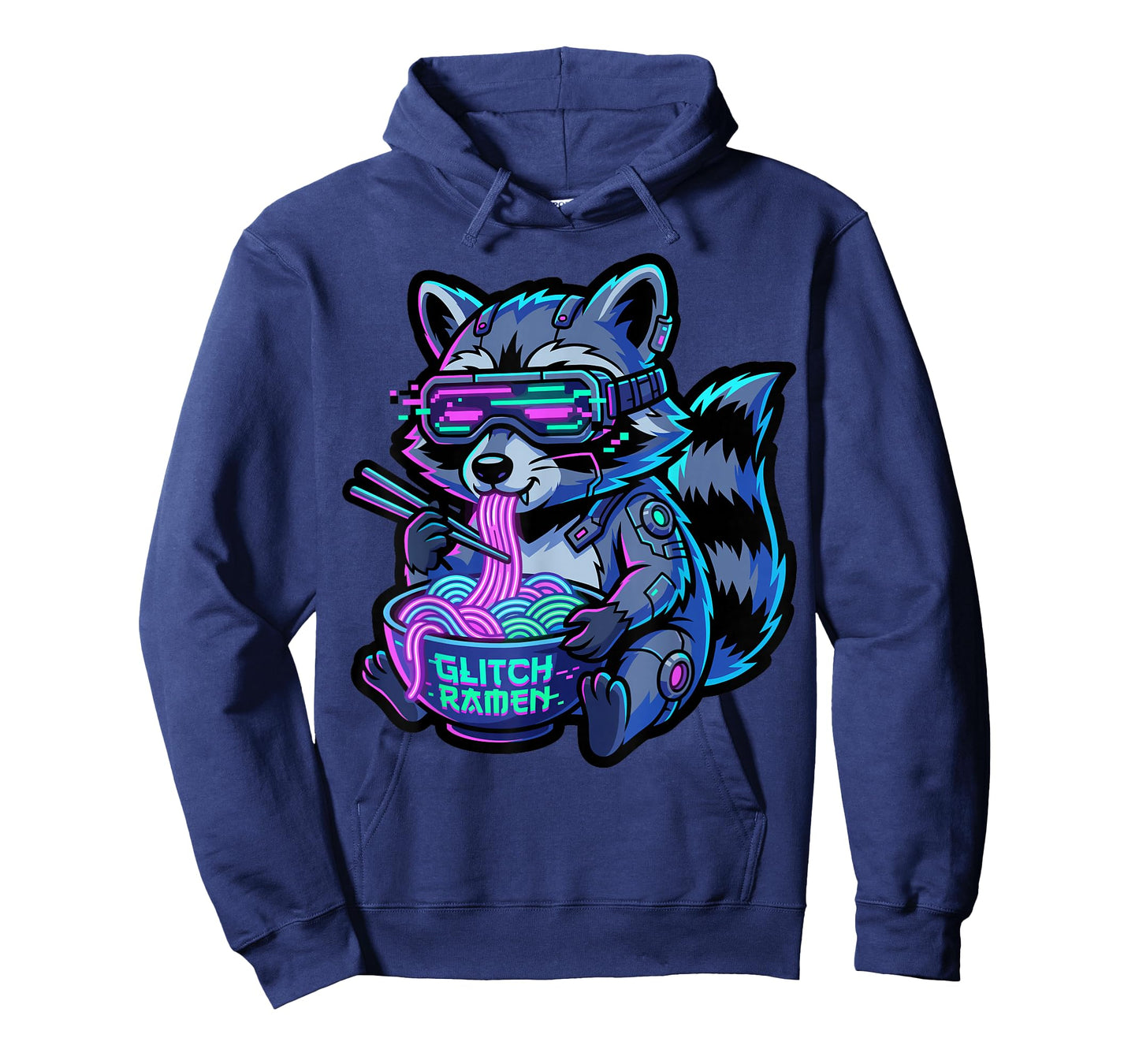 Cyber Glitch Raccoon Ramen Funny Gaming Food T-Shirt