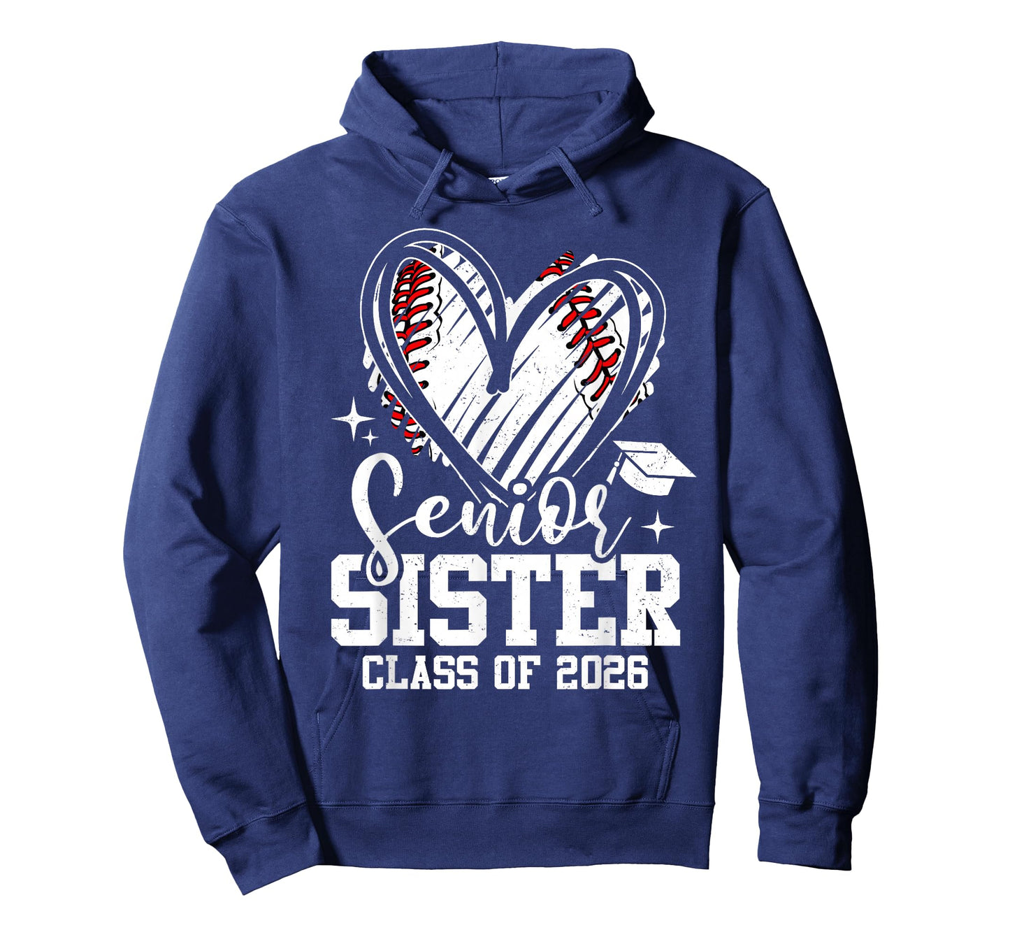 Senior Sister Class of 2026 Baseball Graduation Heart T-Shirt