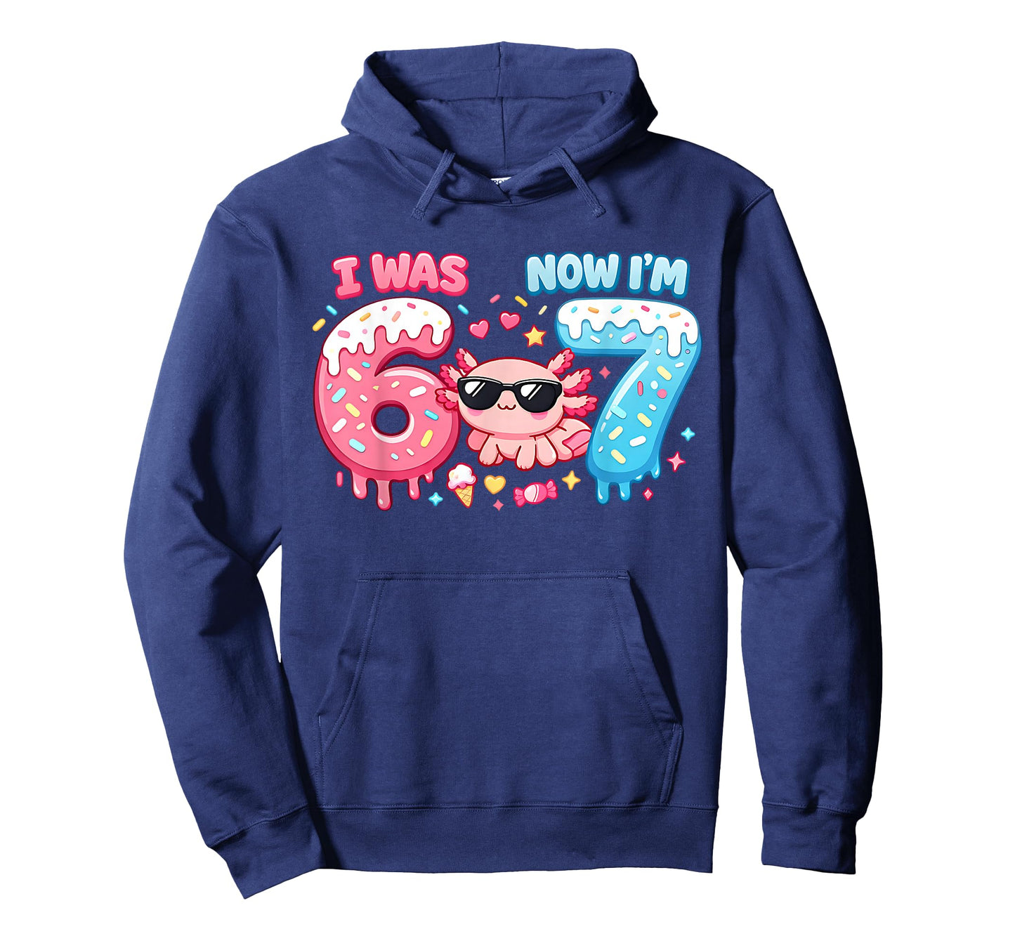 I was Six Now I'm Seven 6 7 Axolotl 67 Meme 7th Birthday T-Shirt