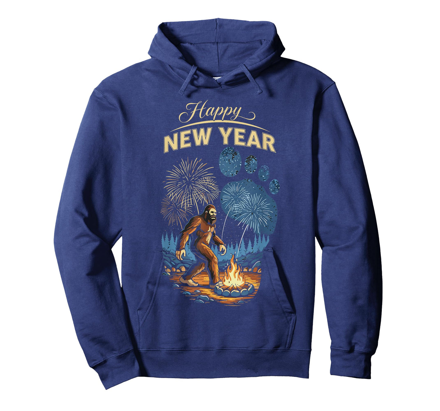 Funny Boys NYE Outfit, Mens Fireworks Bigfoot Happy New Year T-Shirt