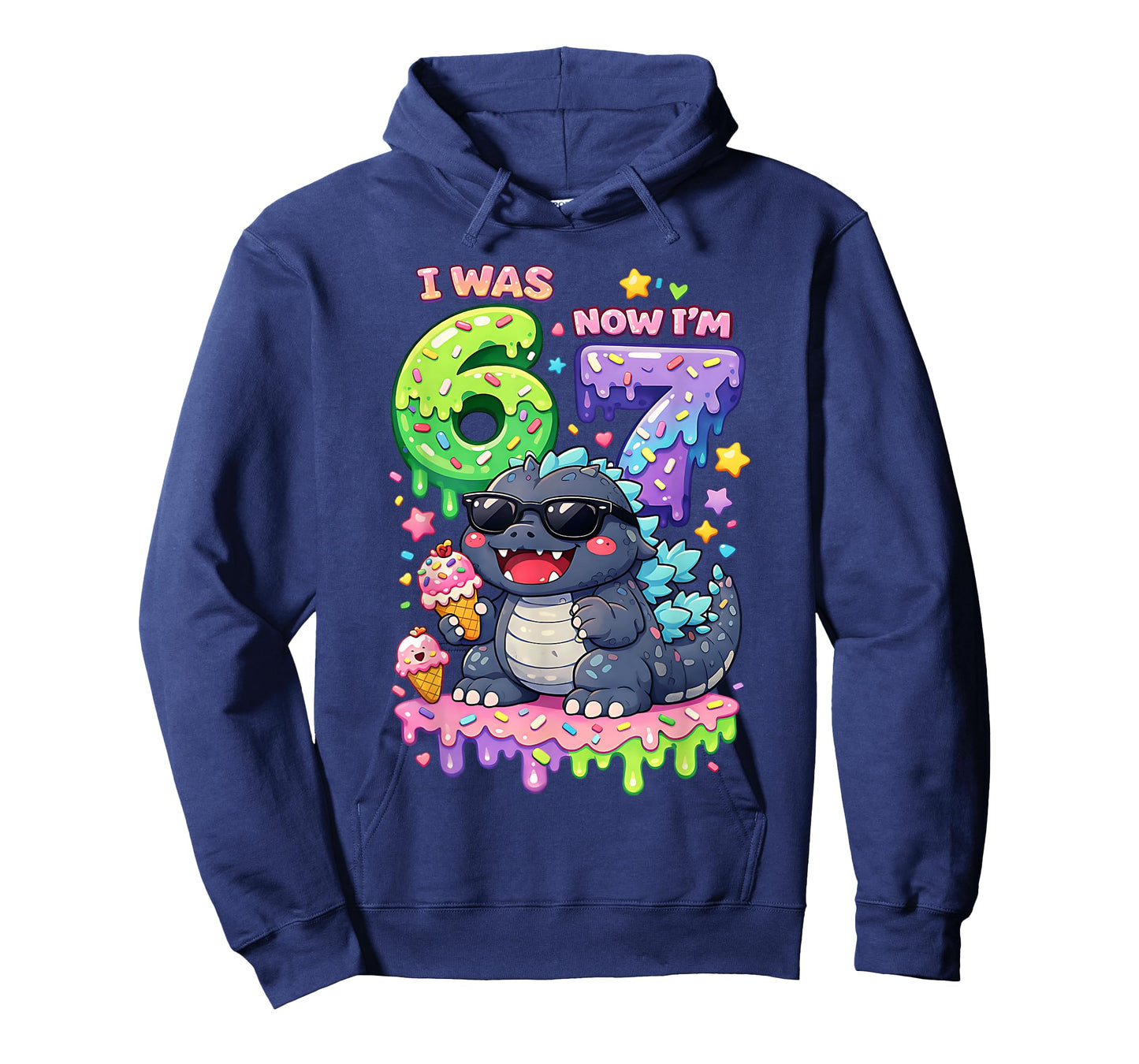 I was 6 Now I'm 7 Birthday 67 Meme Kaiju Ice Cream Kawaii T-Shirt