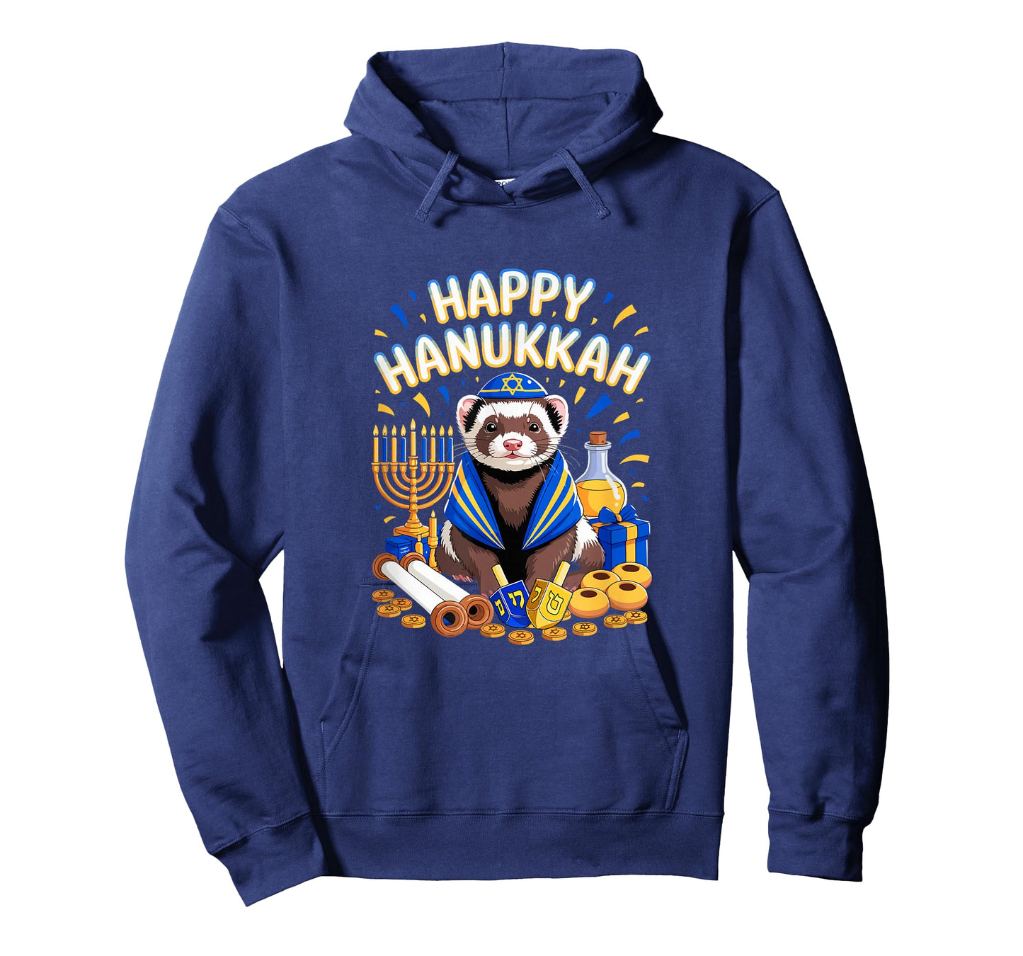 Happy Hanukkah Ferret Wearing Jewish Costume Aniaml Lover T-Shirt