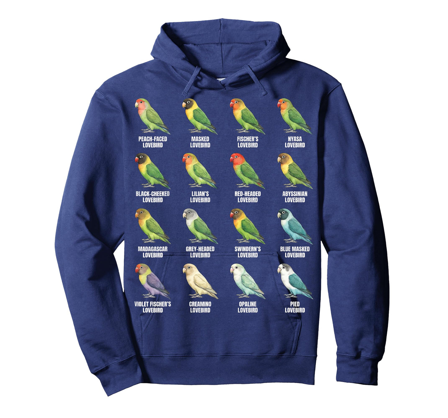 Types of Lovebirds Species Identification Chart Ornithology T-Shirt