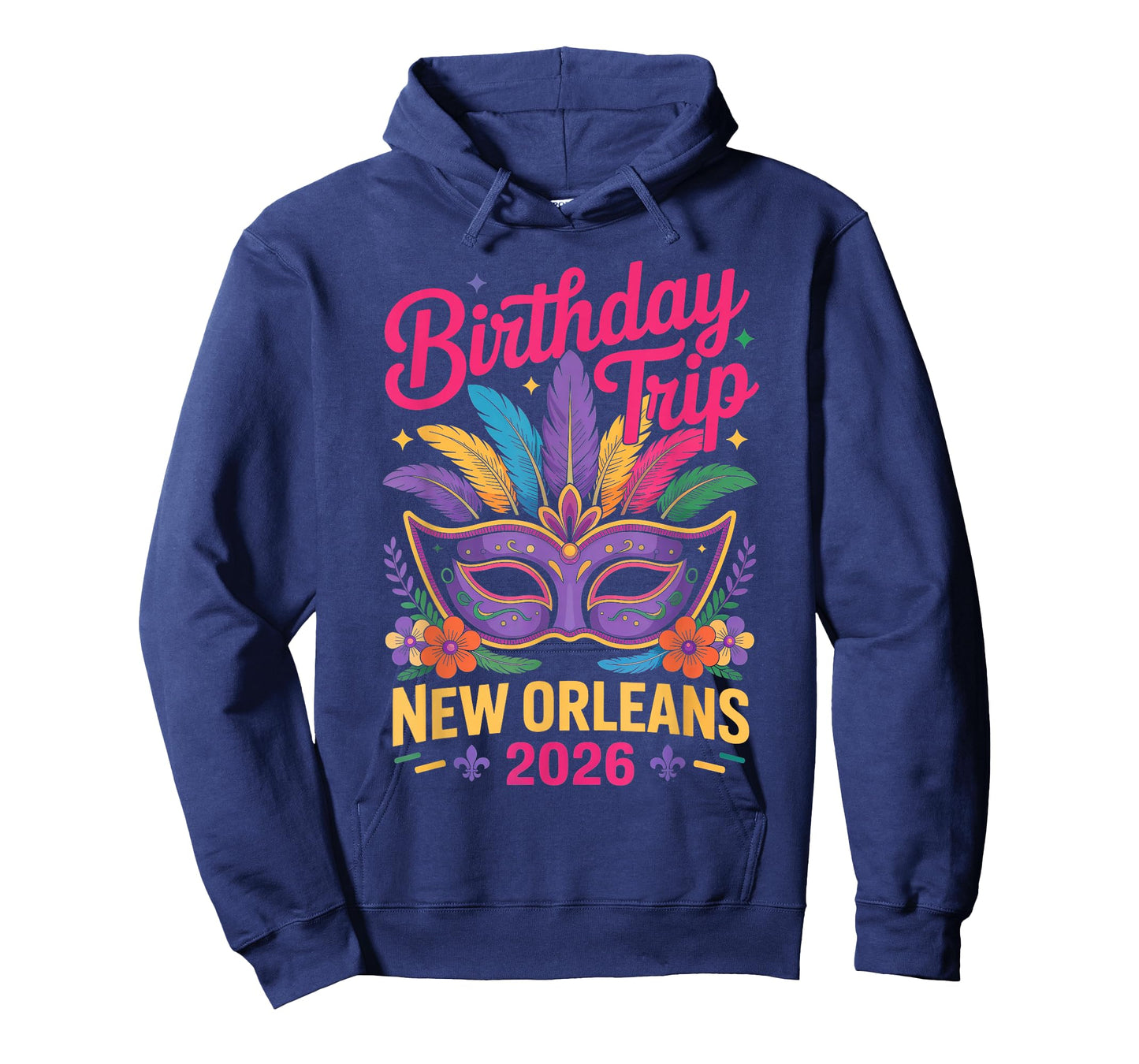 Birthday Trip New Orleans 2026 Matching Mardi Gras Mask Crew T-Shirt