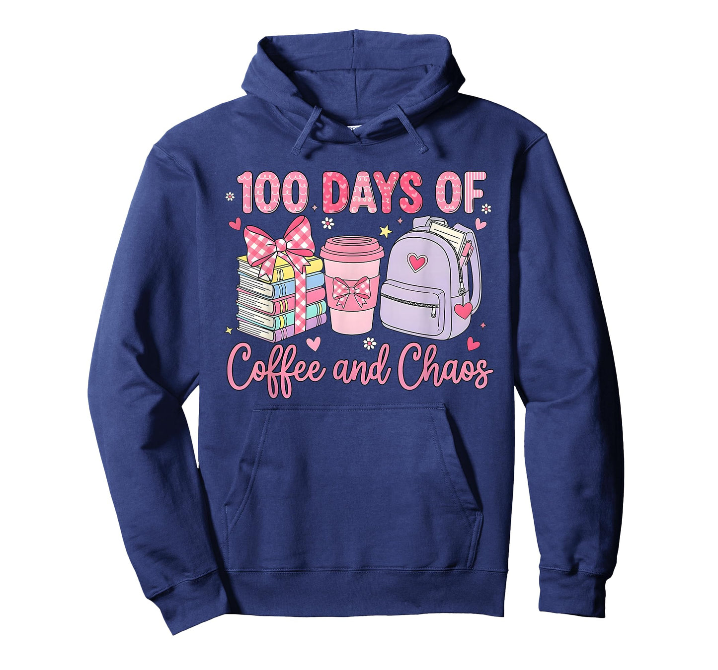 100 Days of Coffee and Chaos School Teacher 100th Day Bow T-Shirt