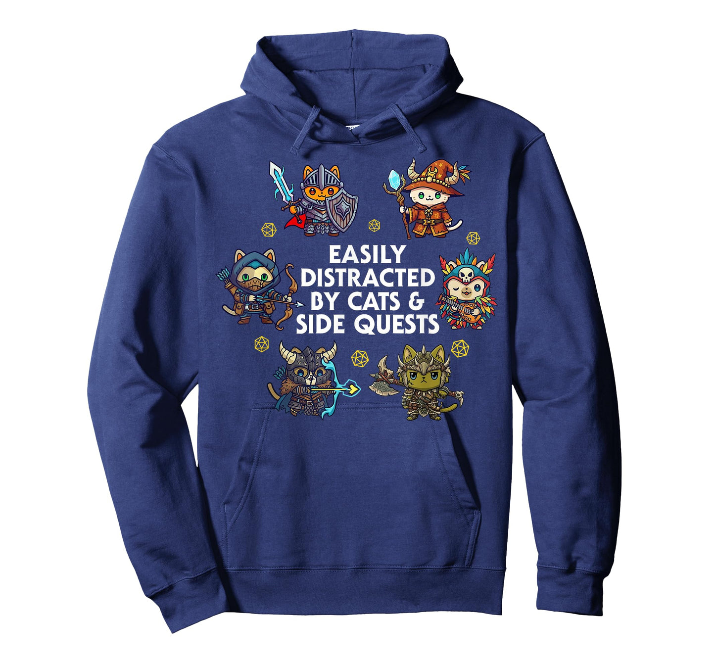 Nerd ADHD Cat Funny RPG Gamer Cats Side Quest Men Women Kids T-Shirt