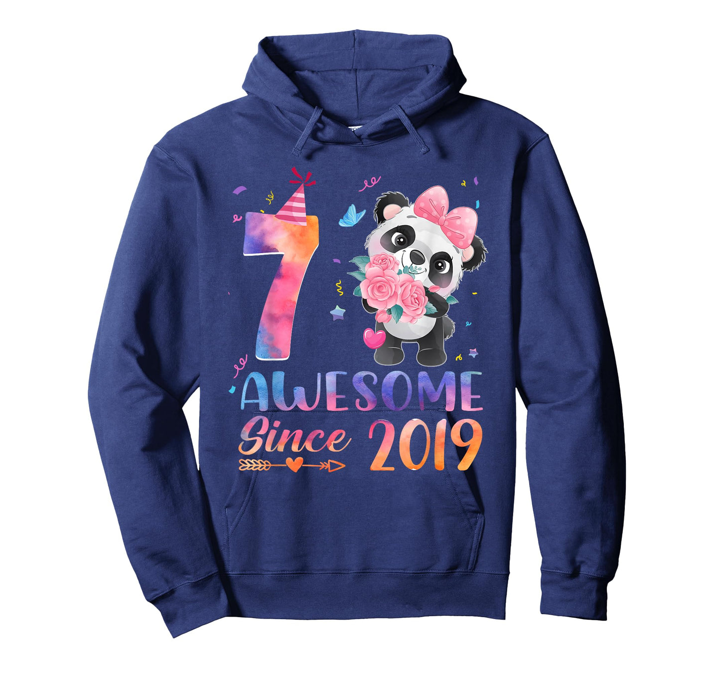 7 Years Old 7th Birthday Panda Awesome Since 2019 T-Shirt