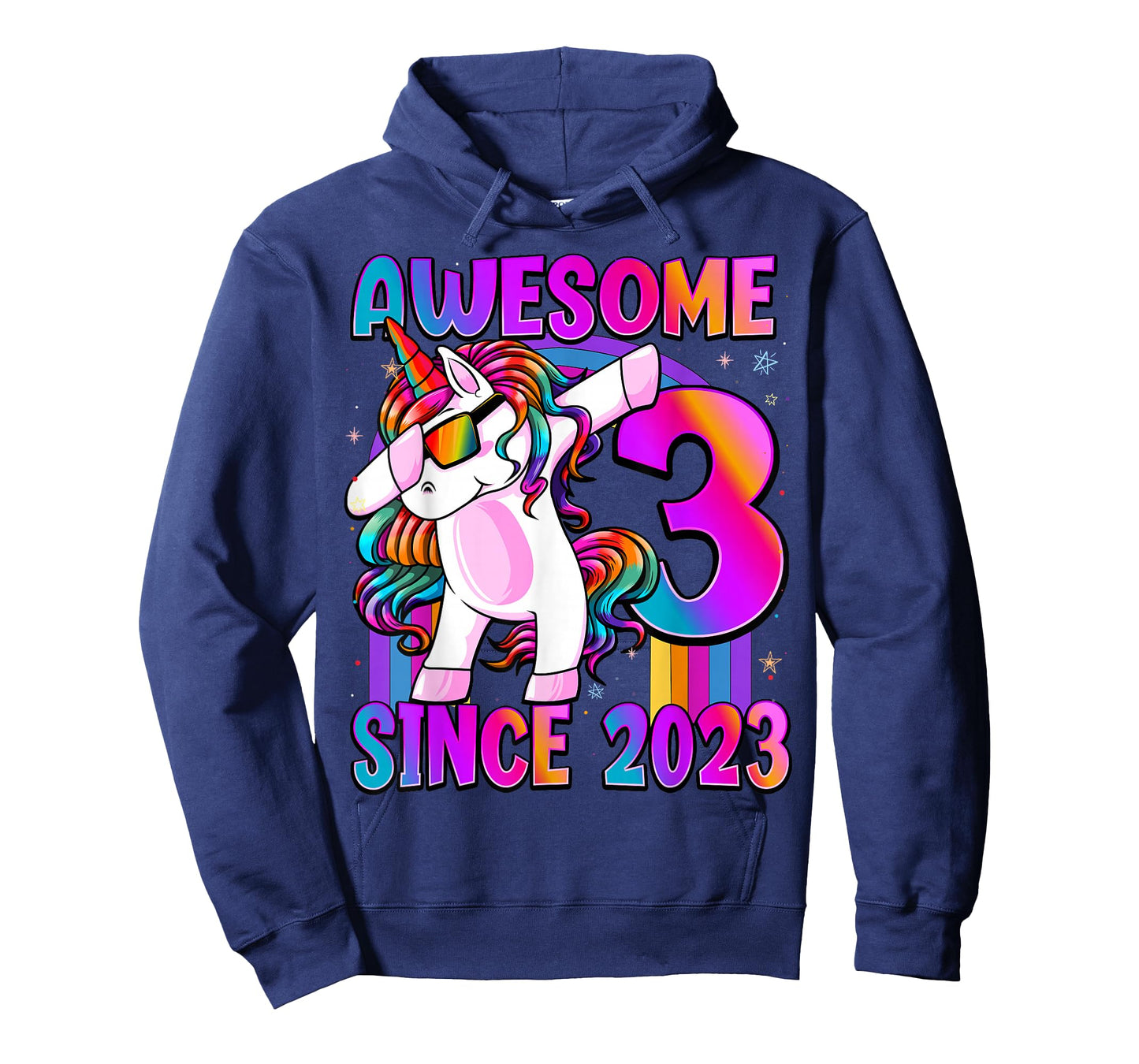 3 Year Old Girl Awesome Since 2023 Unicorn 3rd Birthday T-Shirt