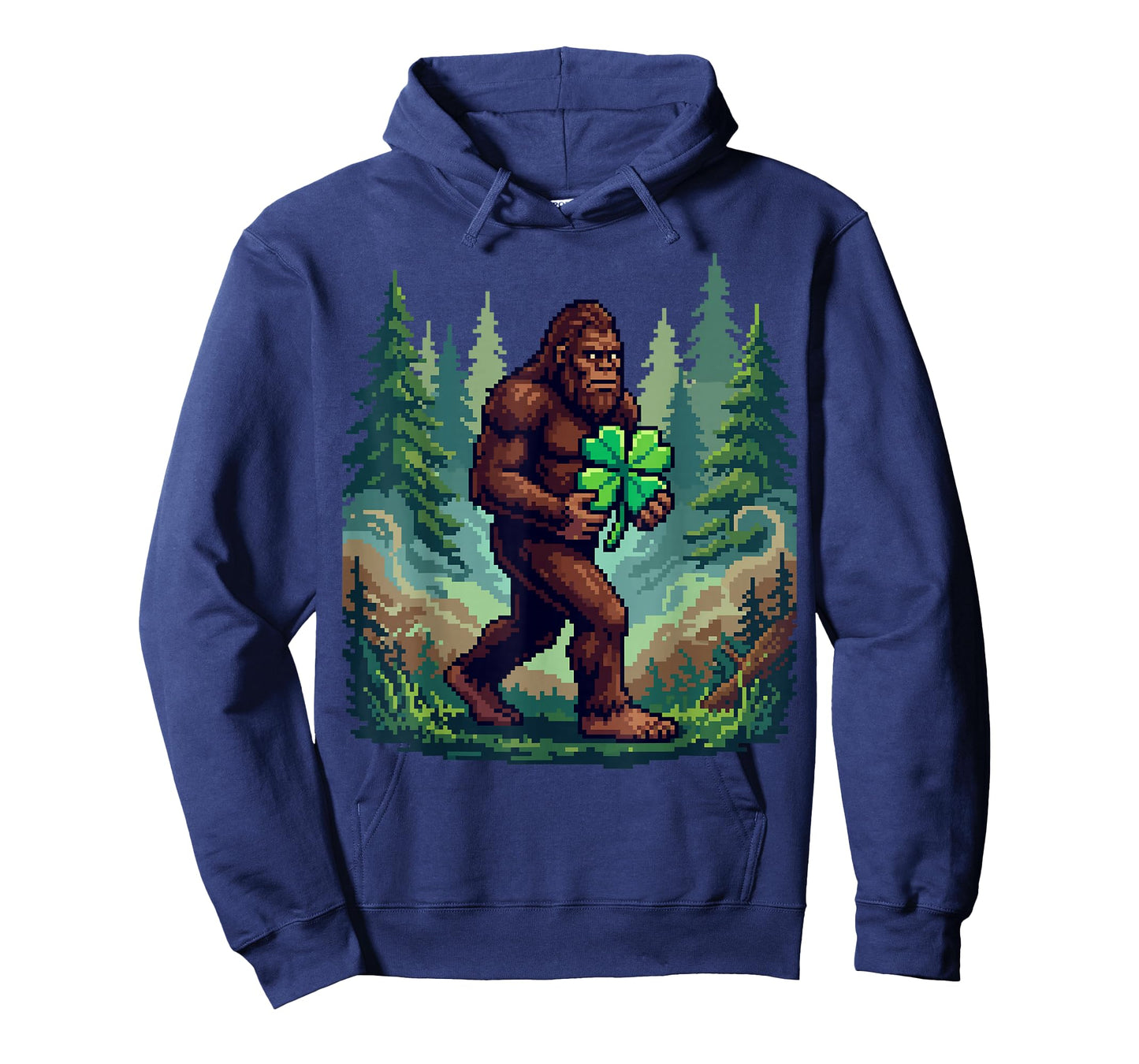 St Patricks Day Bigfoot Sasquatch Shamrock Lucky Pixel Art T-Shirt