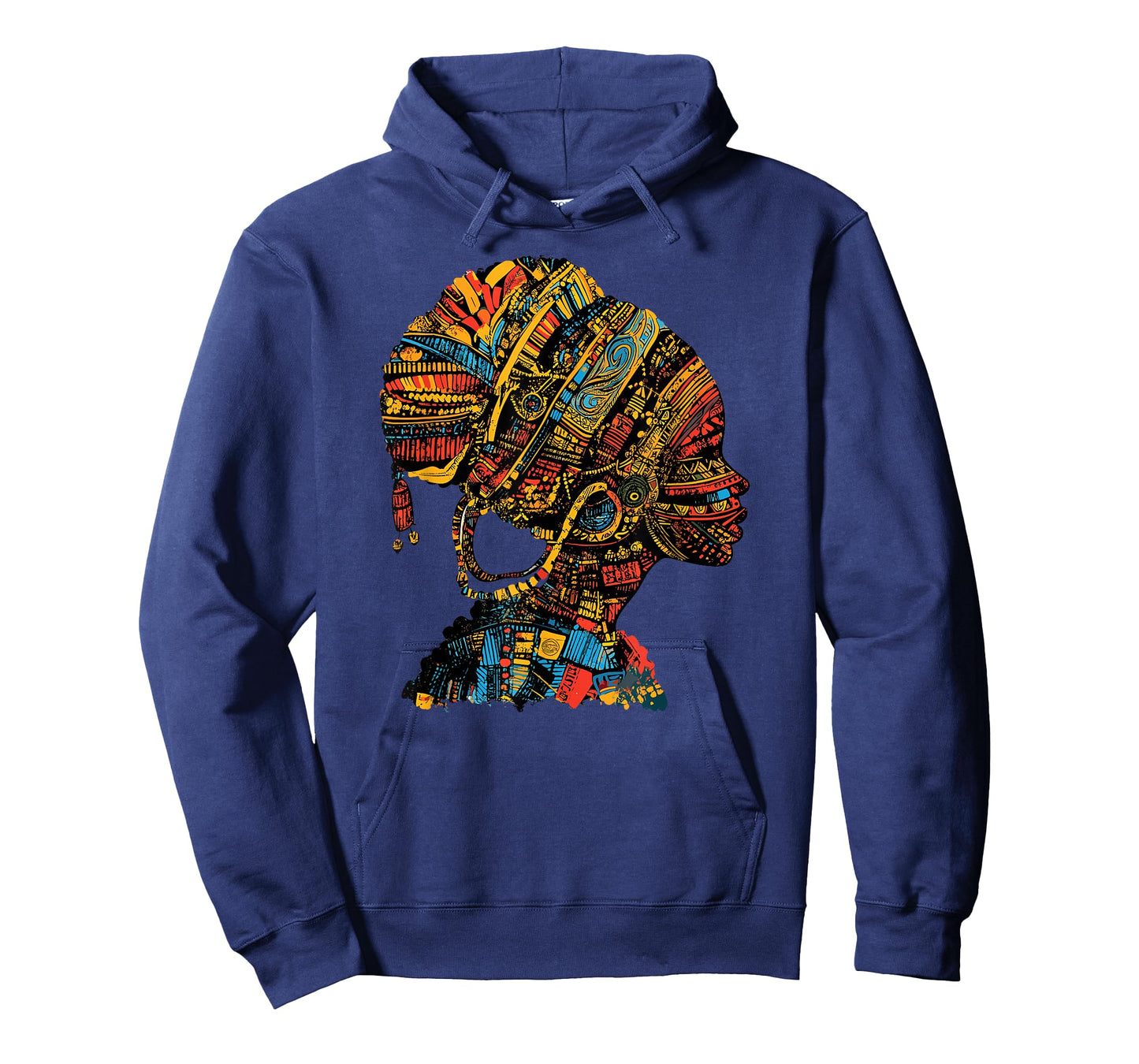 Afrocentric Queen Tribal Profile with Ethnic Patterns T-Shirt