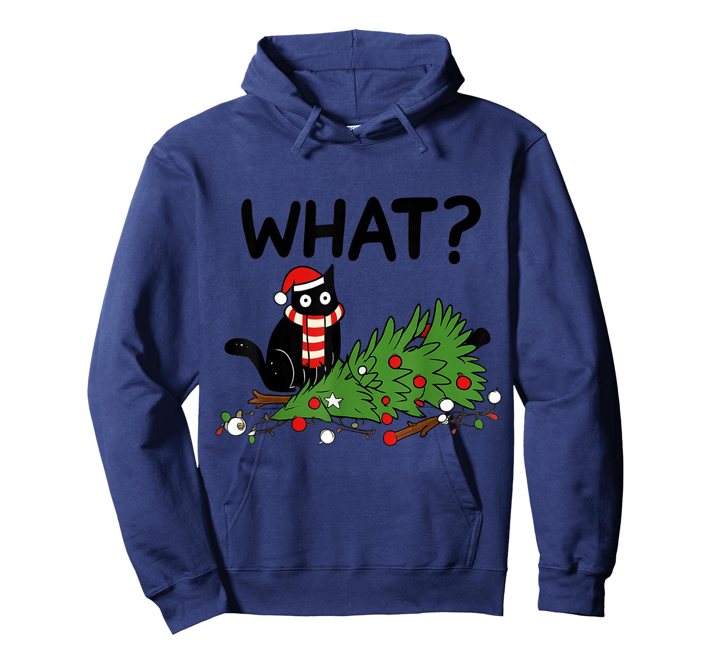 Funny Black Cat Pushing Christmas Tree Gift T-Shirt