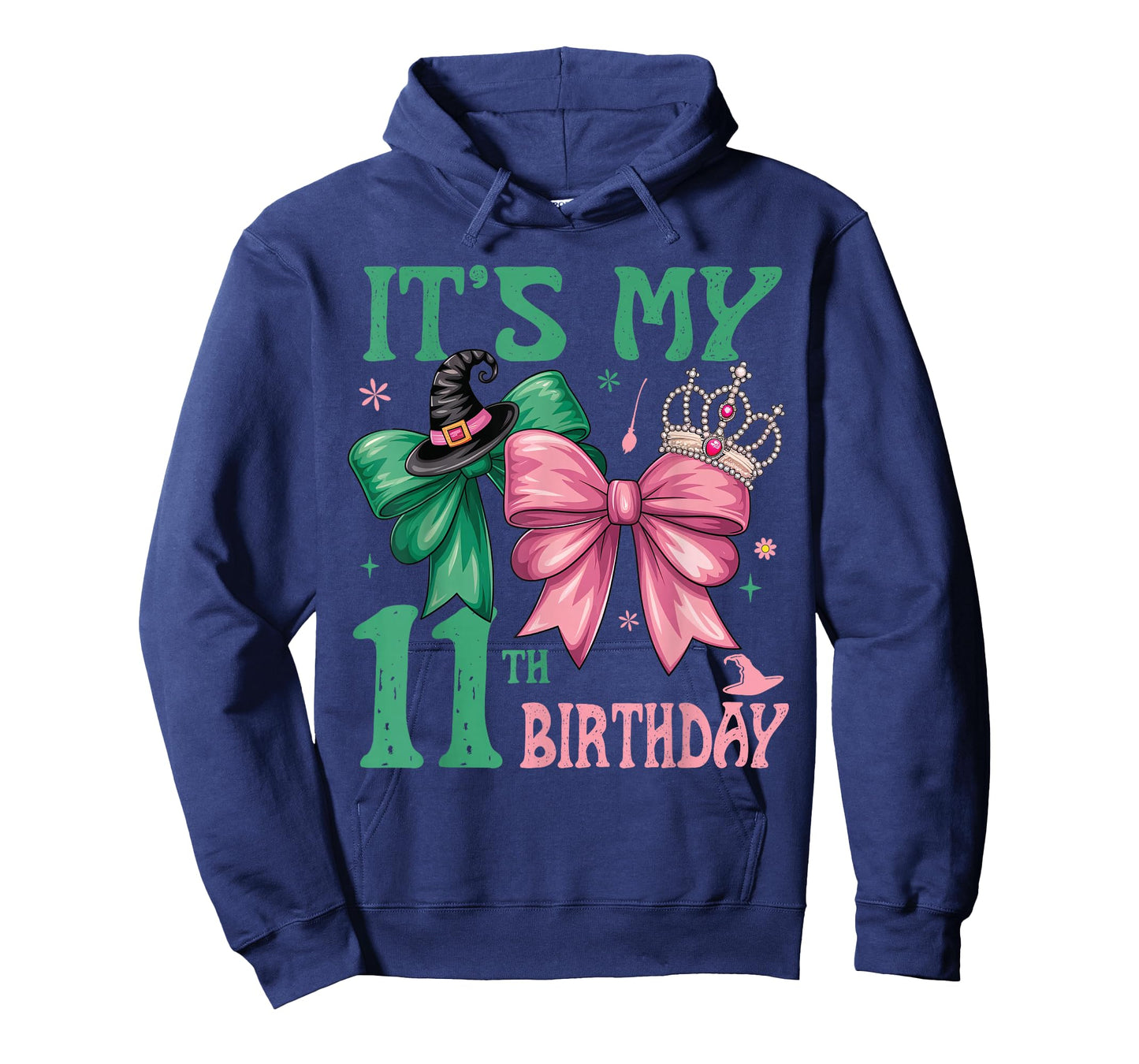 11th Birthday Girl Its My 11th Birthday Witch Pink and Green T-Shirt