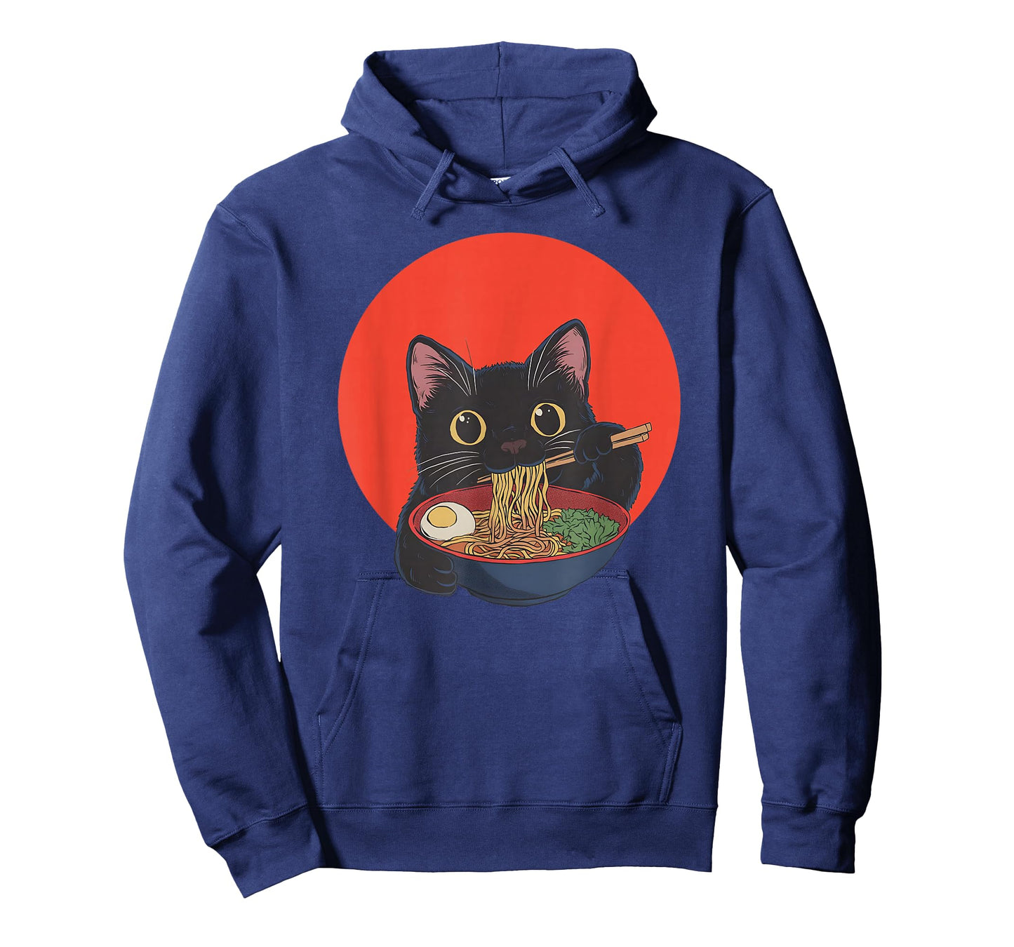 Black Cat Eating Ramen Funny Japanese Tee Men Women Teens T-Shirt