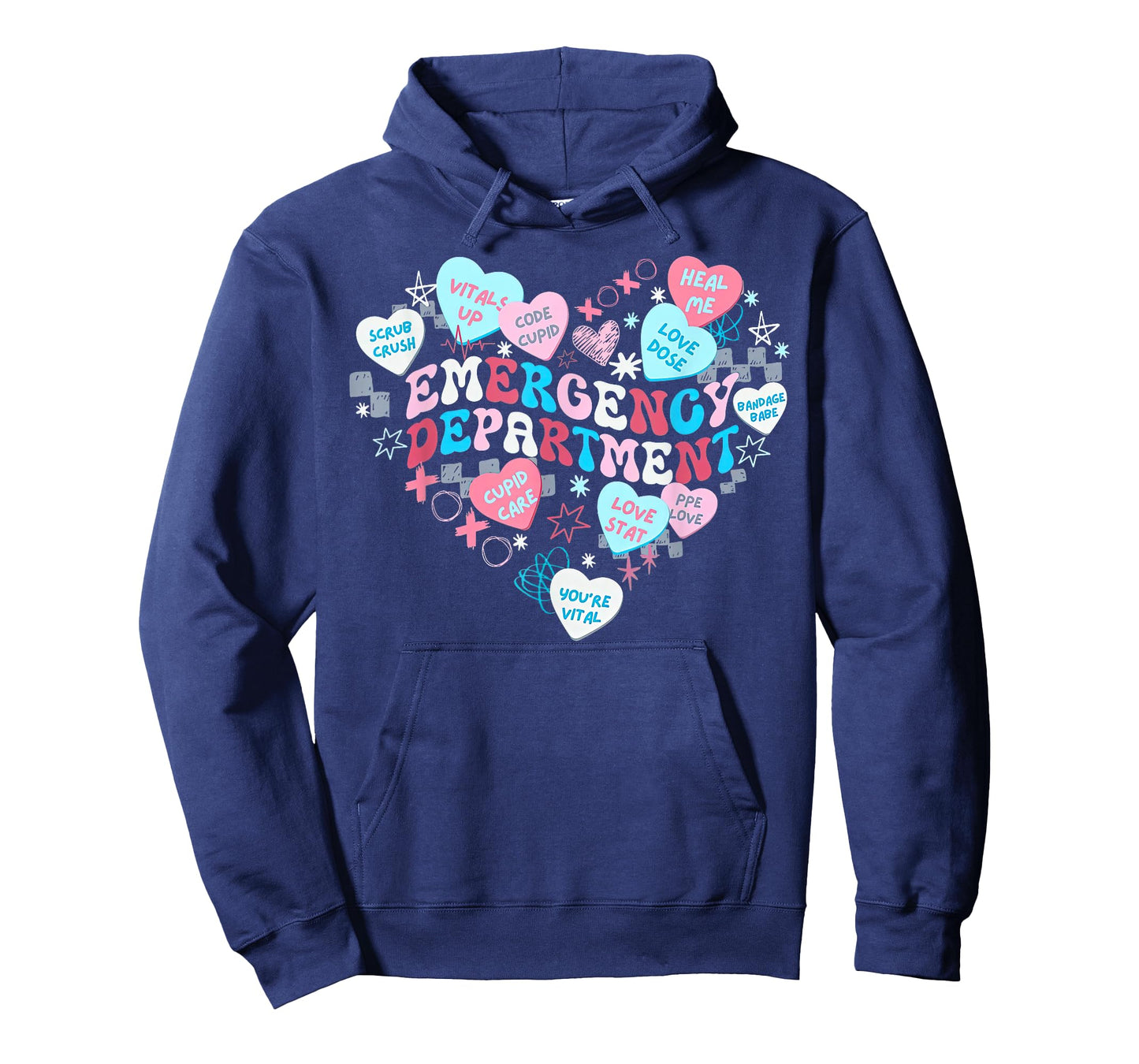 Retro Emergency Department Heart Valentines Nurse ER Crew T-Shirt