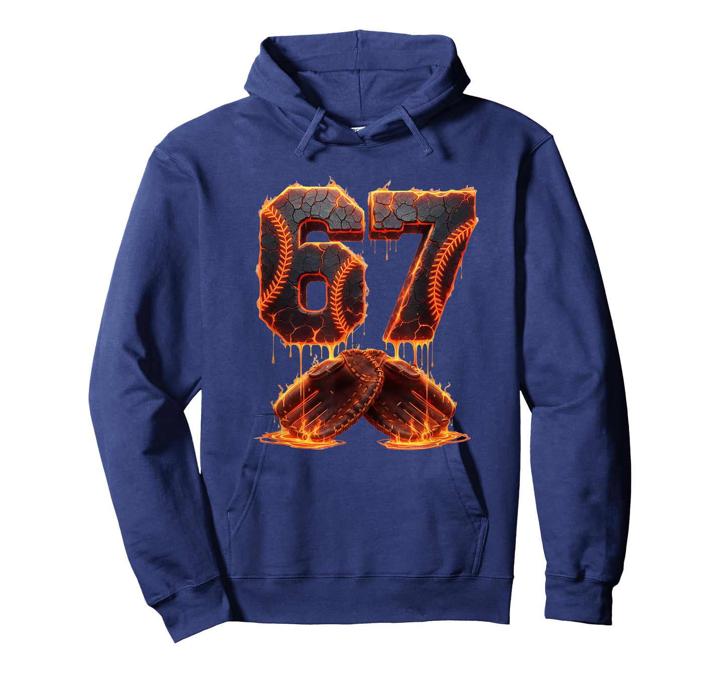 Funny 6 7 Baseball Cracked 67 Glowing Lava Dripping Lover T-Shirt