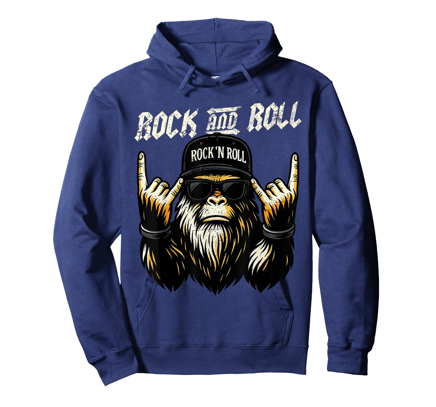 Funny Bigfoot Rock and Roll Music Men Dad Papa Daddy Grandpa T-Shirt