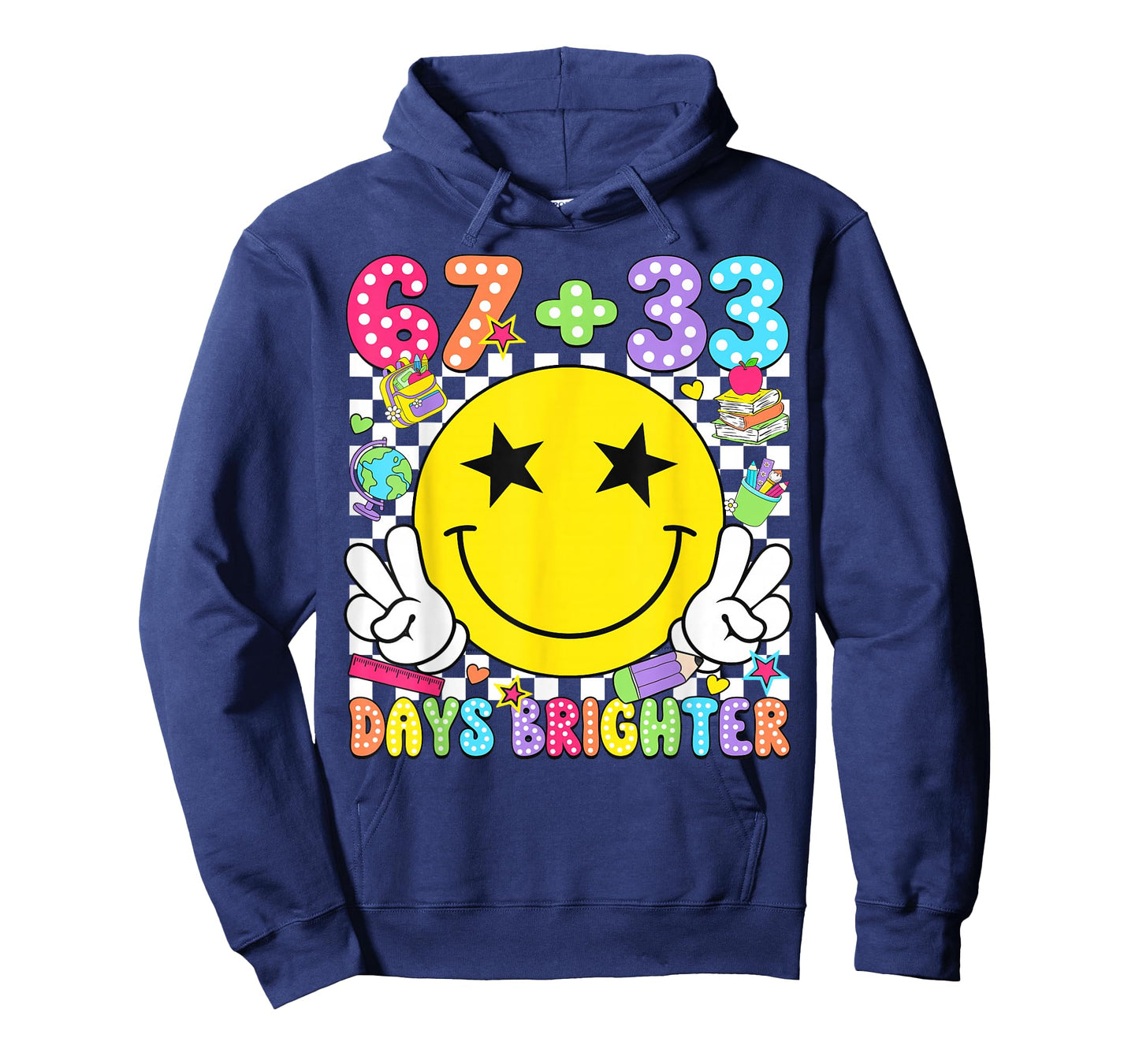 67 33 Days Brighter Smile Face 100 Days of School Boy Girl T-Shirt