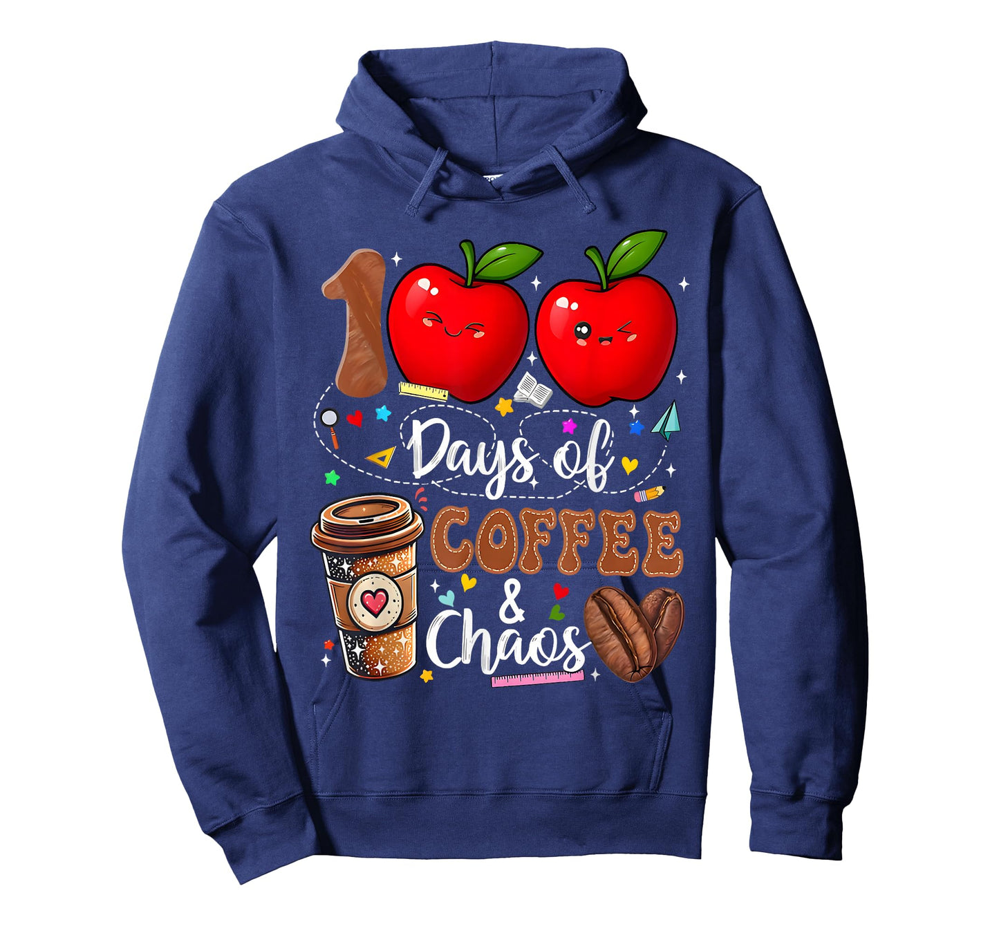 Cute 100 Days of Coffee Chaos 100th Day of School Teachers T-Shirt