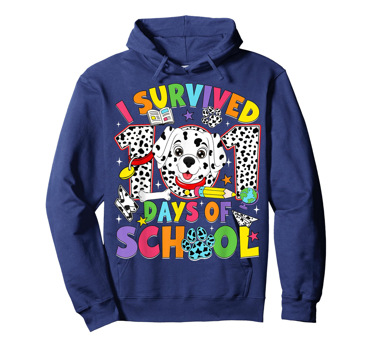 I Survived 100 Days of School Dalmatian Dog 100th Day Kids T-Shirt