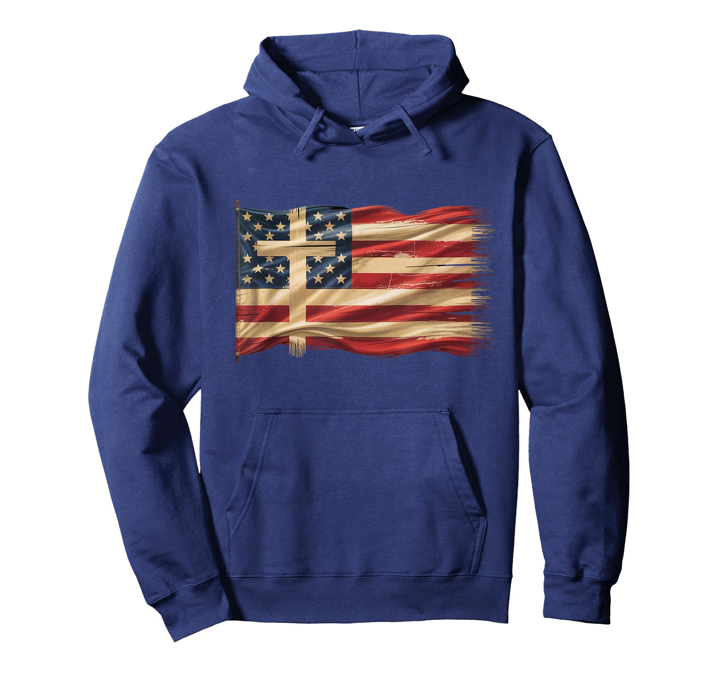 Distressed USA Flag with Christian Cross Faith Art T-Shirt