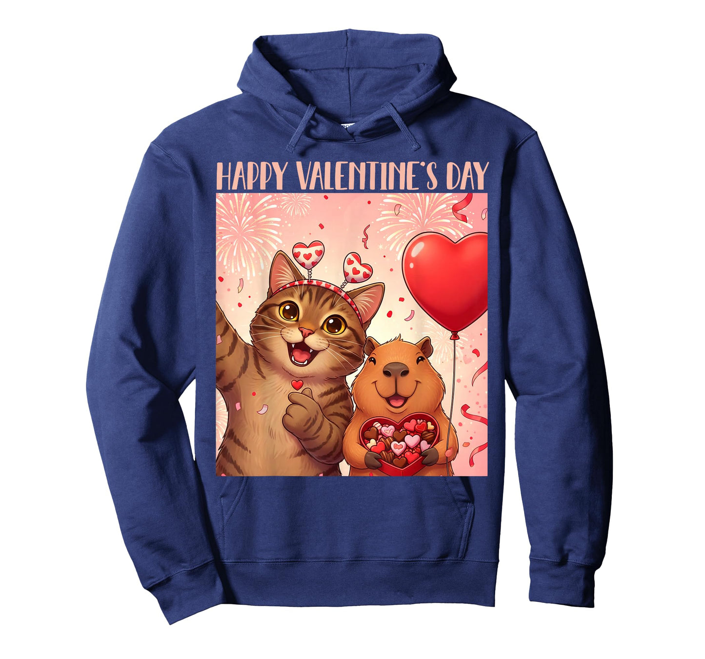 Happy Valentines 2026 Cute Cat Capybara Party Art T-Shirt