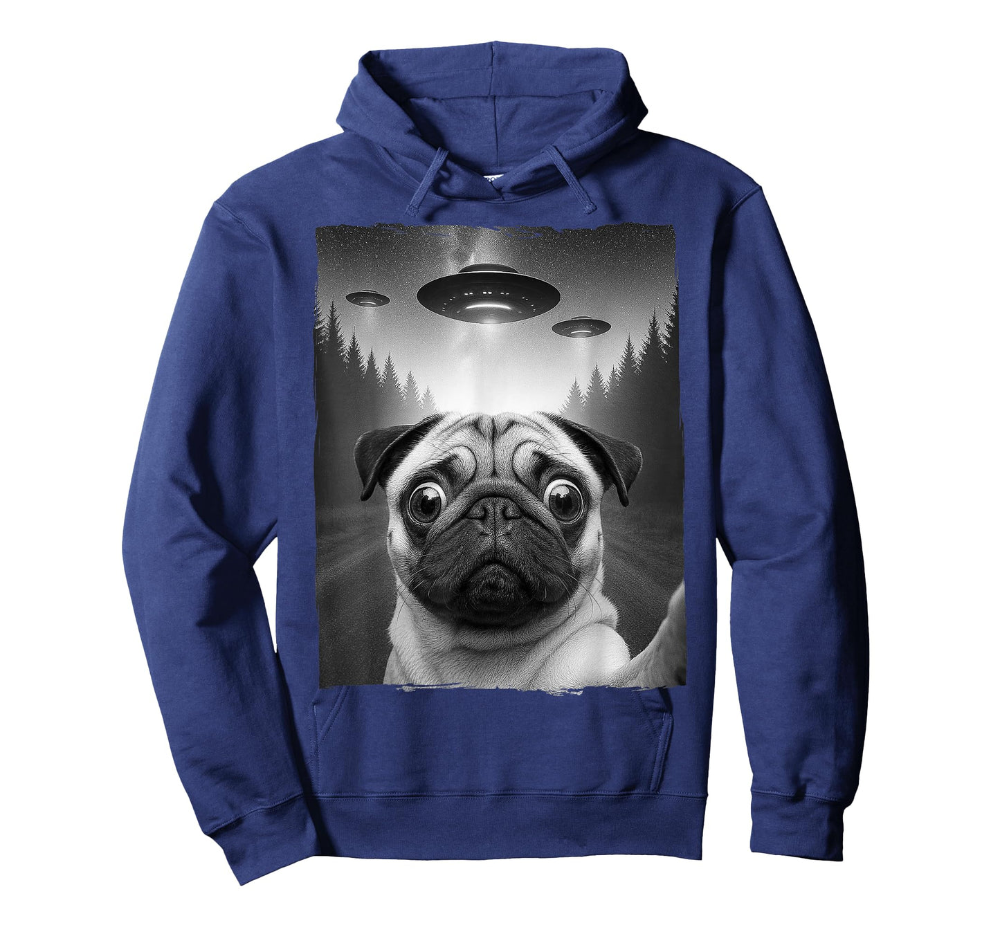 Vintage Pug UFO Encounters - Funny Cute UFO and Pug Selfie T-Shirt