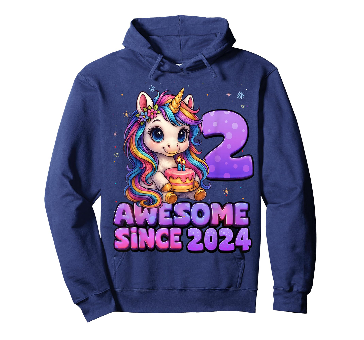 2 Year Old Girl Awesome Since 2024 Unicorn 2nd Birthday Girl T-Shirt