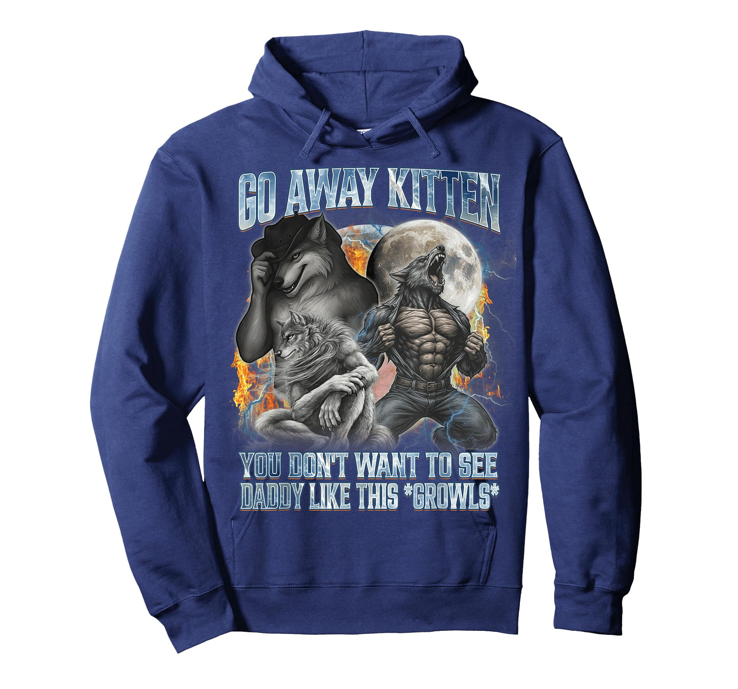 Go Away Kitten Funny Offensive Werewolf Meme Bootleg Graphic T-Shirt