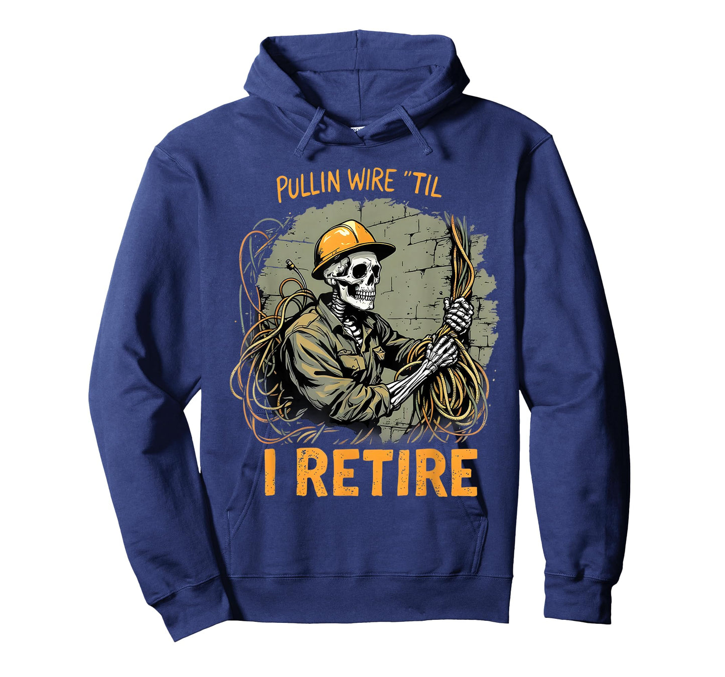 Pullin Wire Til I Retire Skeleton Retro Electrician Vintage T-Shirt
