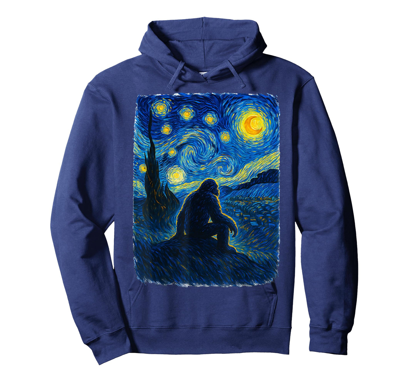 Bigfoot Starry Night Sasquatch Van Gogh Sky Painting Style T-Shirt