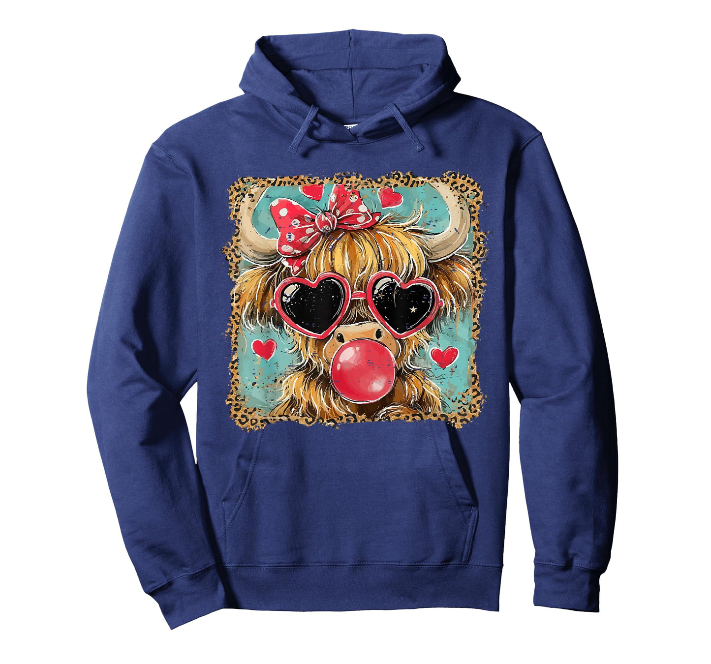Funny Highland Cow Blowing Bubble Gum Cute Western Valentine T-Shirt