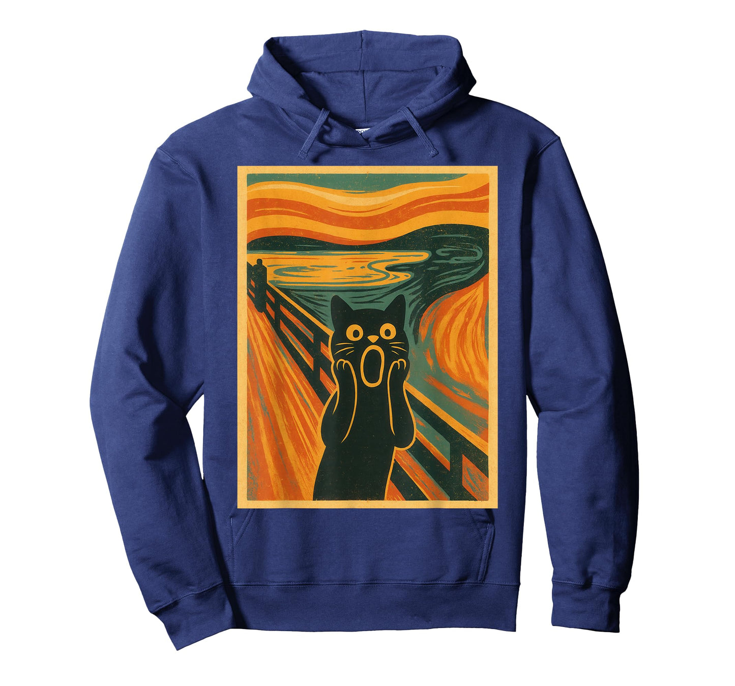 Funny Black Cat Painting The Scream Famous Art Munch Graphic T-Shirt