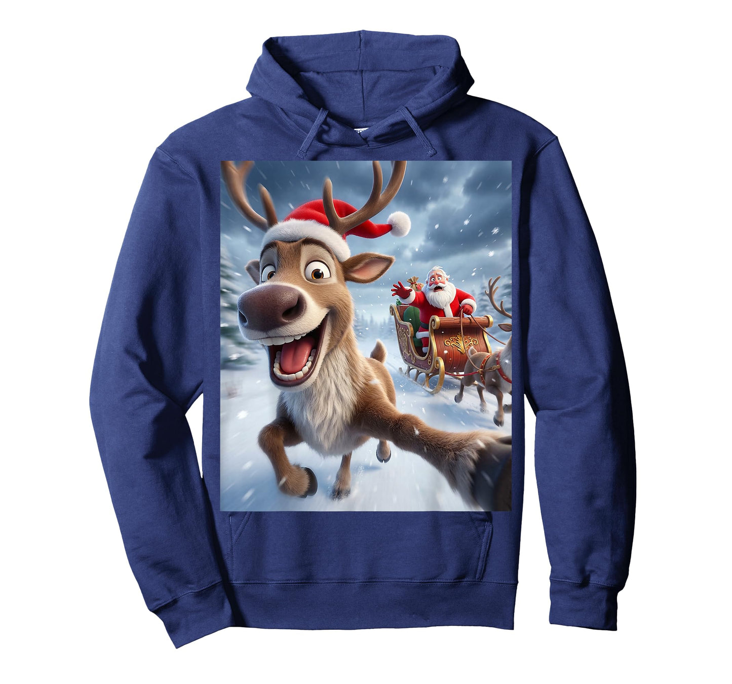 Funny Reindeer Selfie Santa Merry Christmas for Kids Xmas T-Shirt